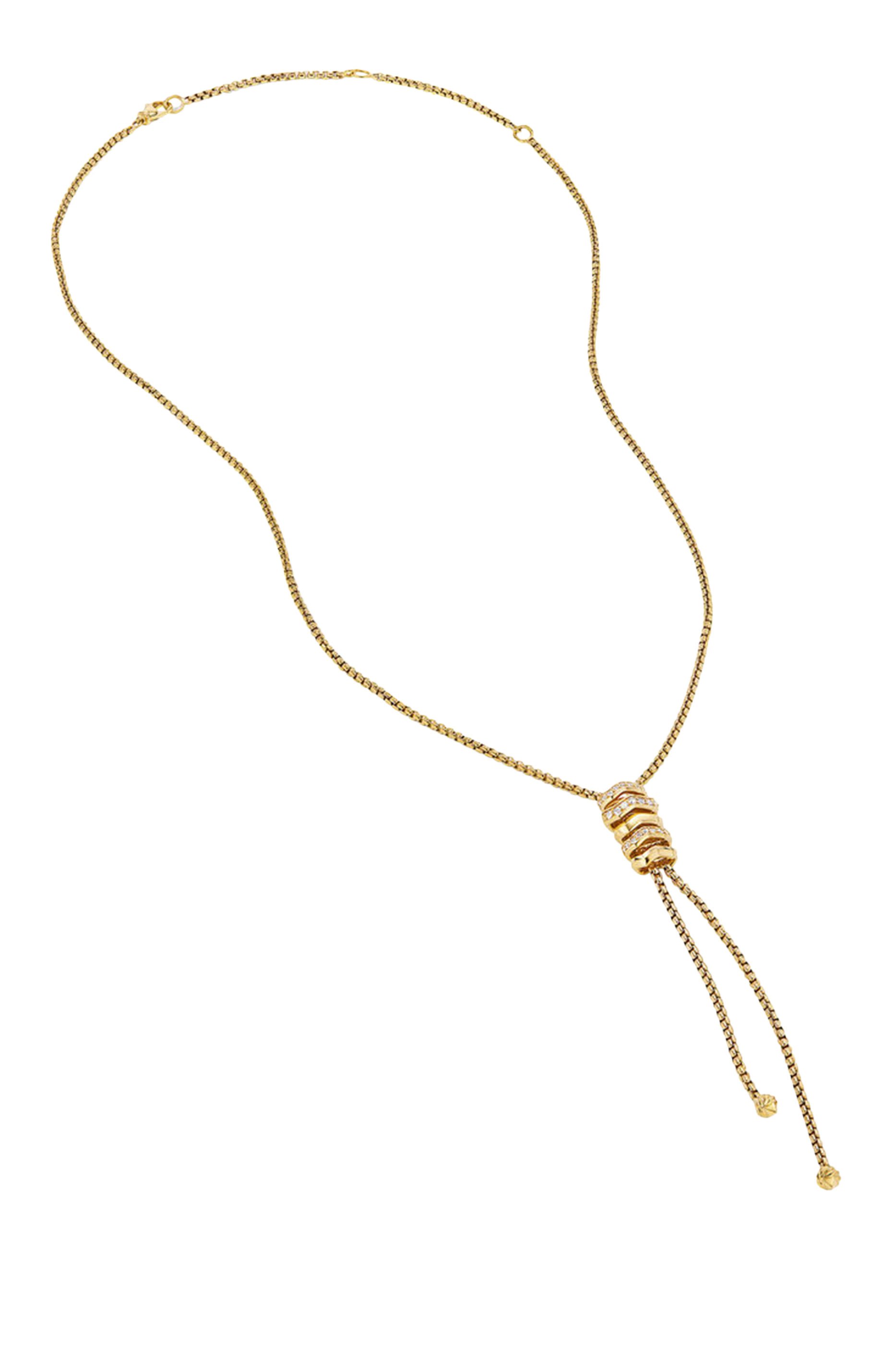 Zig Zag Stax Y Necklace, 18K Yellow Gold & Diamonds