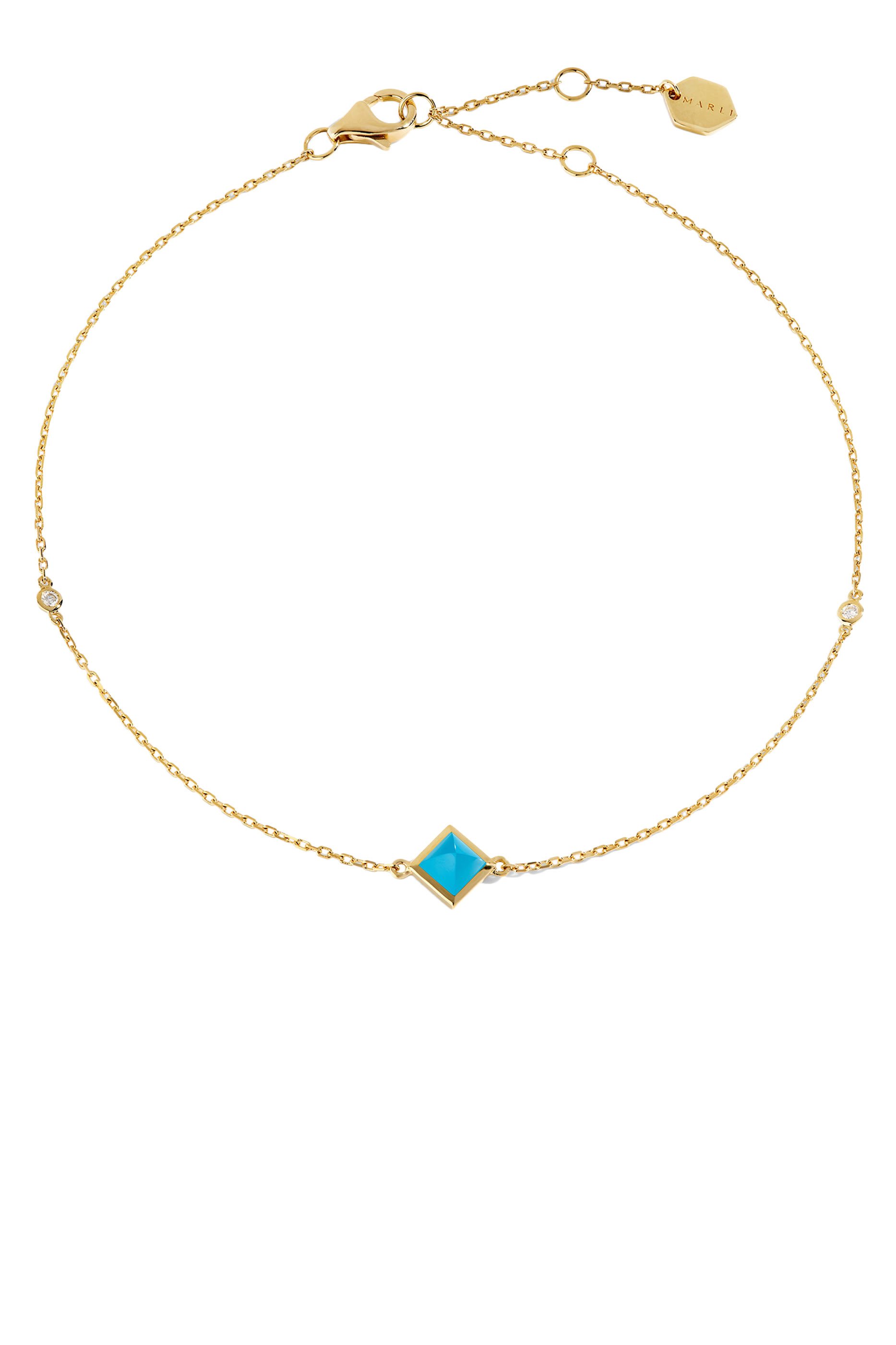 Cleo Pyramid Anklet, 18K Yellow Gold & Diamonds