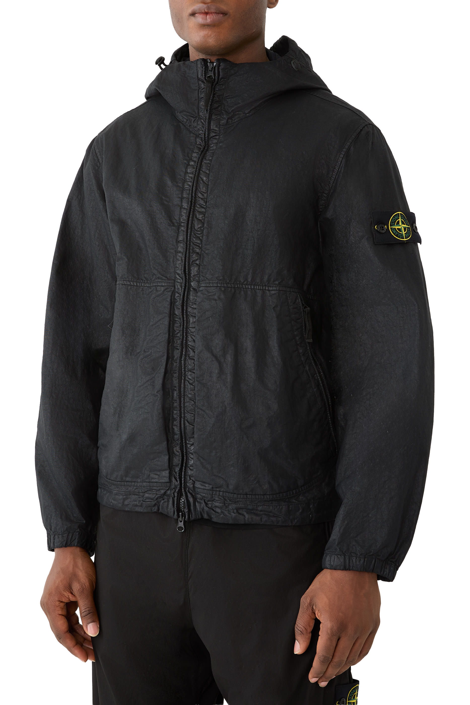 Organic-Look Nylon Panama Hooded Jacket