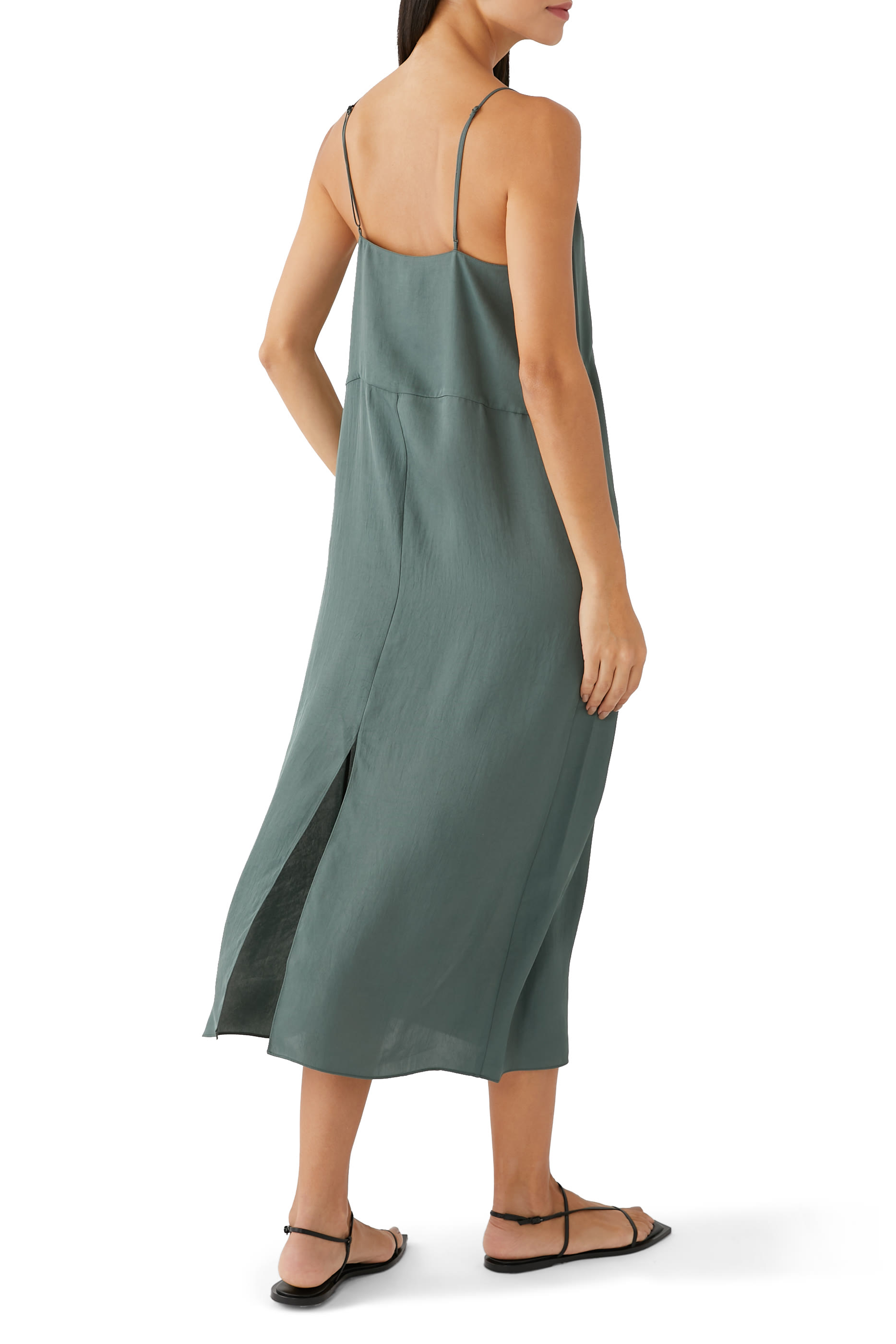 Twill Slip Midi Dress