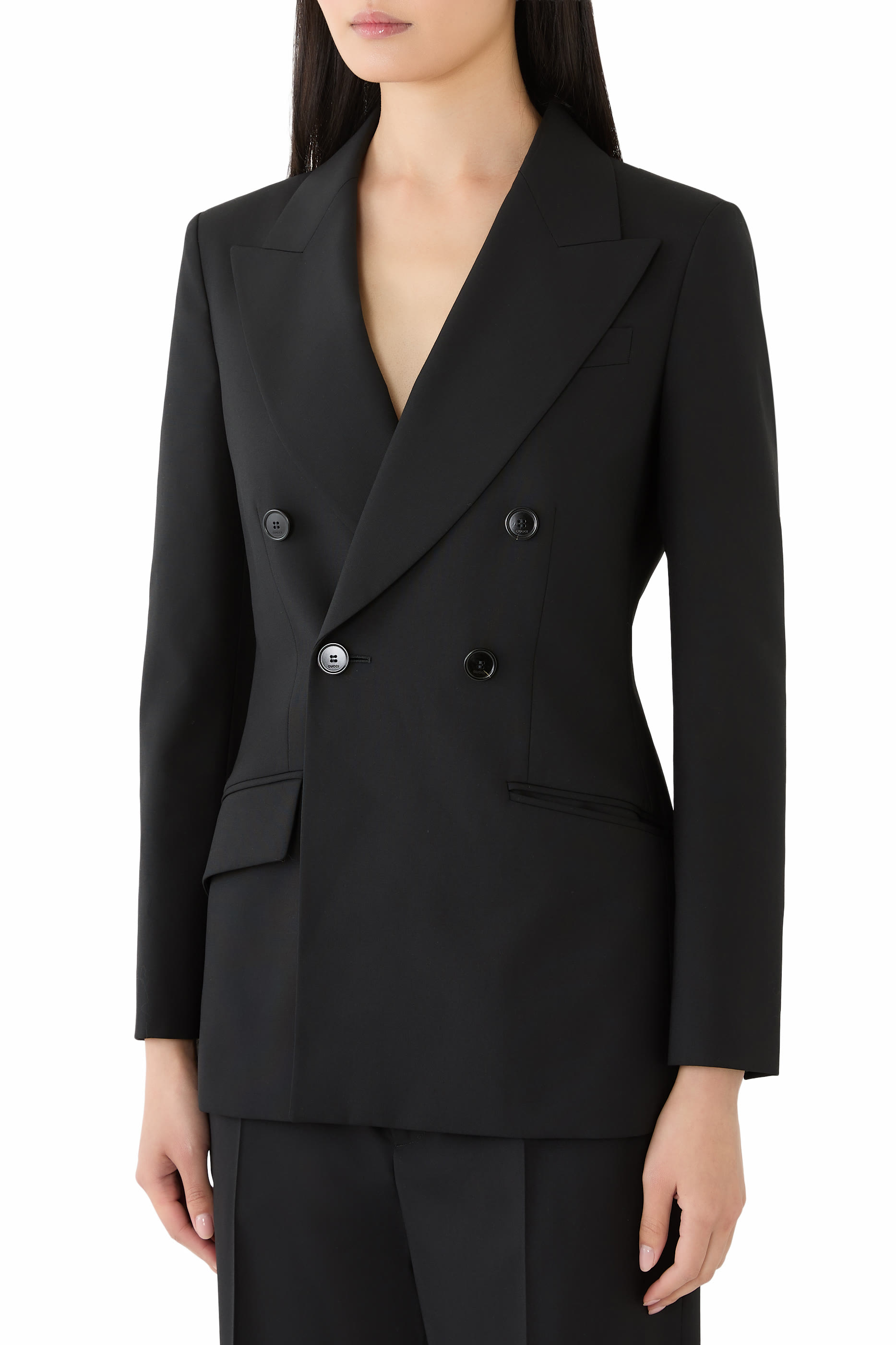  Double-Breasted Light Wool Jacket