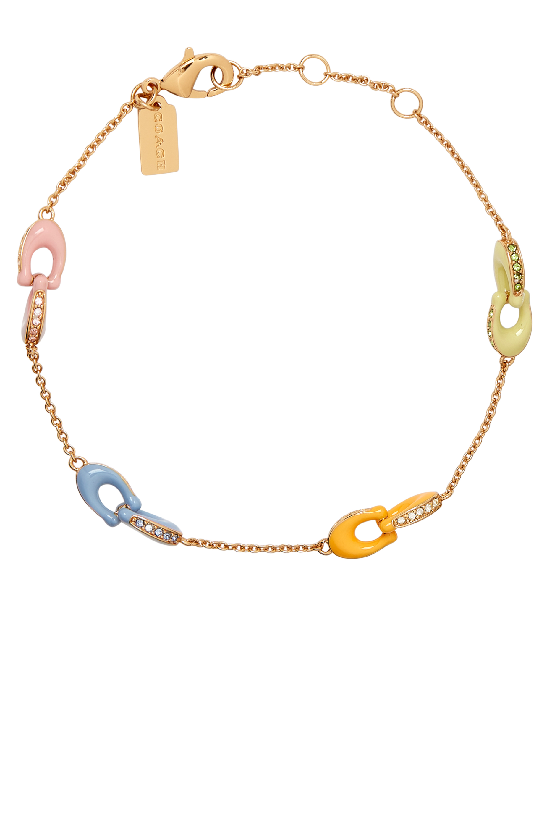Signature Pav&eacute; C Strand Bracelet, Brass & Enamel, Glass Crystal