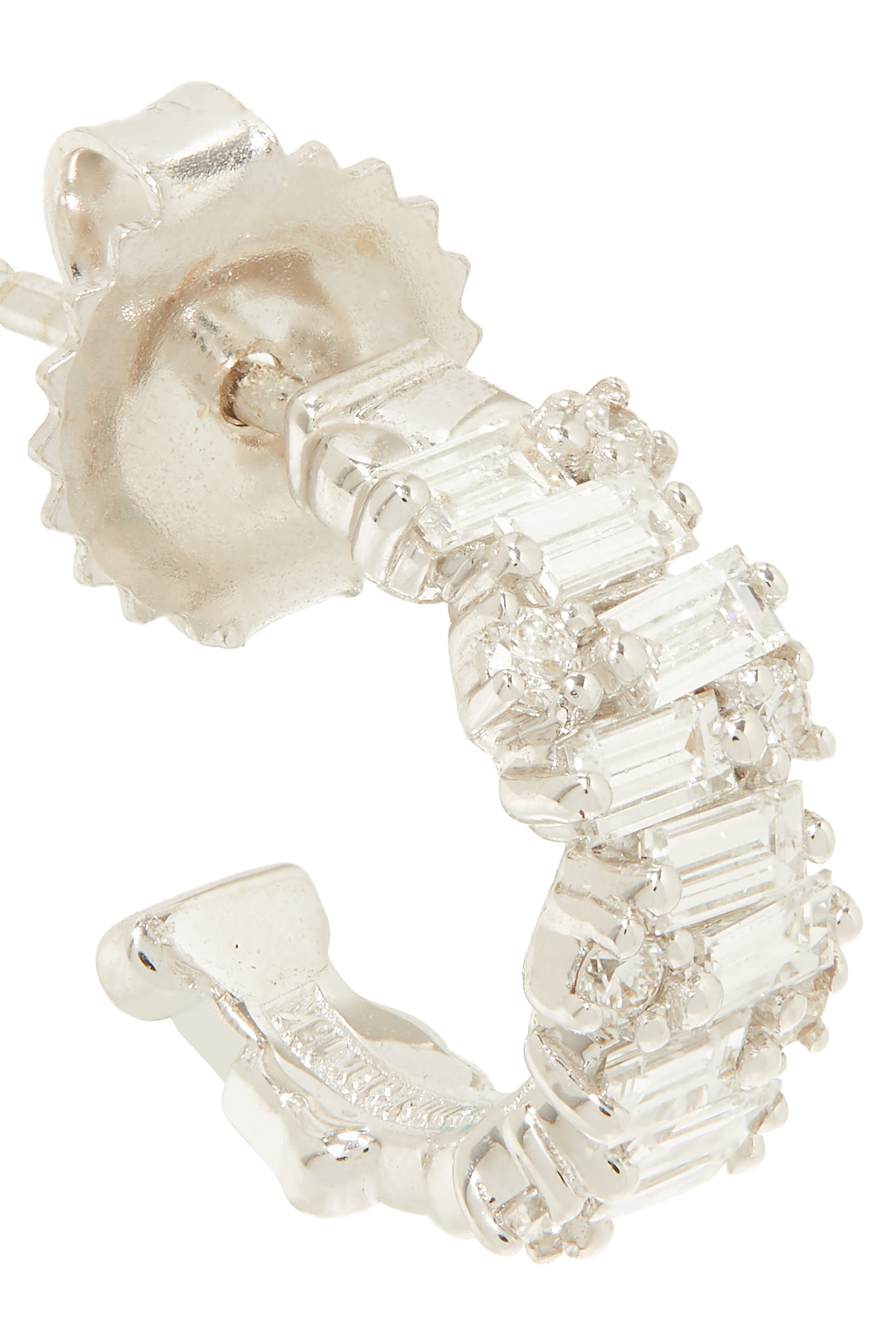 Fireworks Baguette Hoop Earrings, 18k White Gold & Diamonds