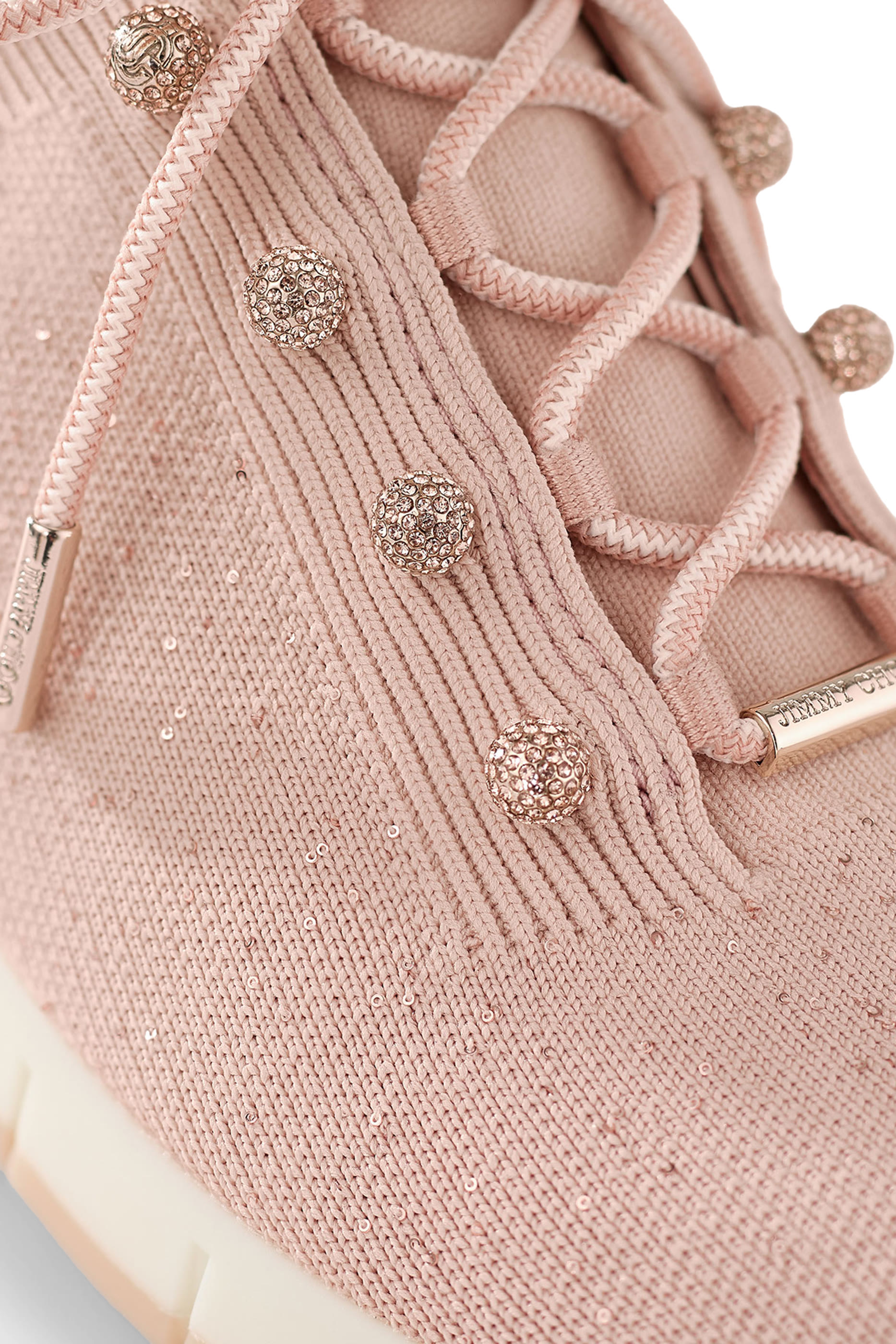 Veles Crochet Knit Low-Top Trainers with Pearls