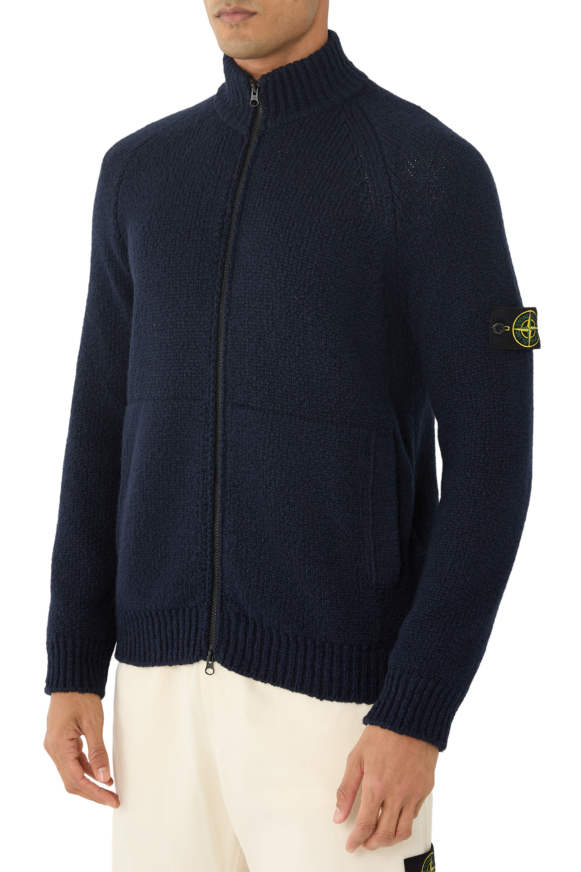 Zip-Up Jumper with Stand Collar 