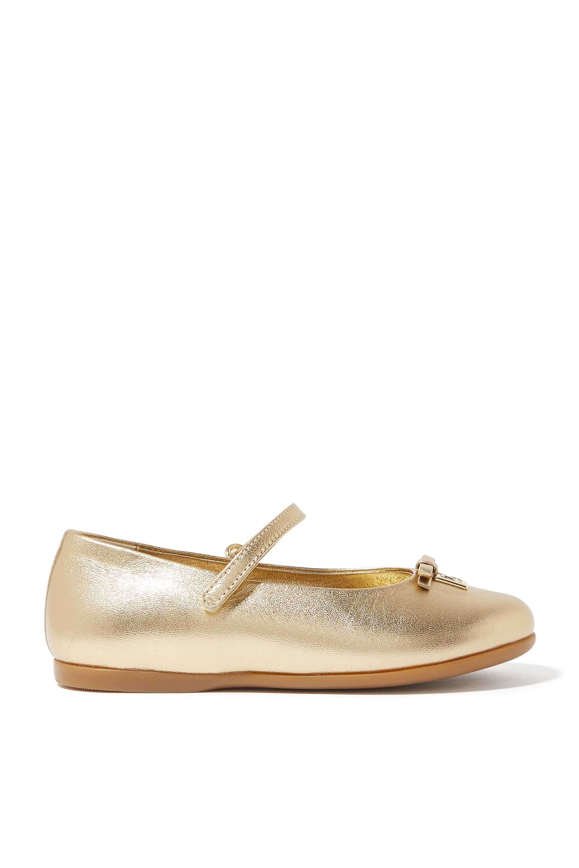 Kids Foiled Leather Ballet Flats
