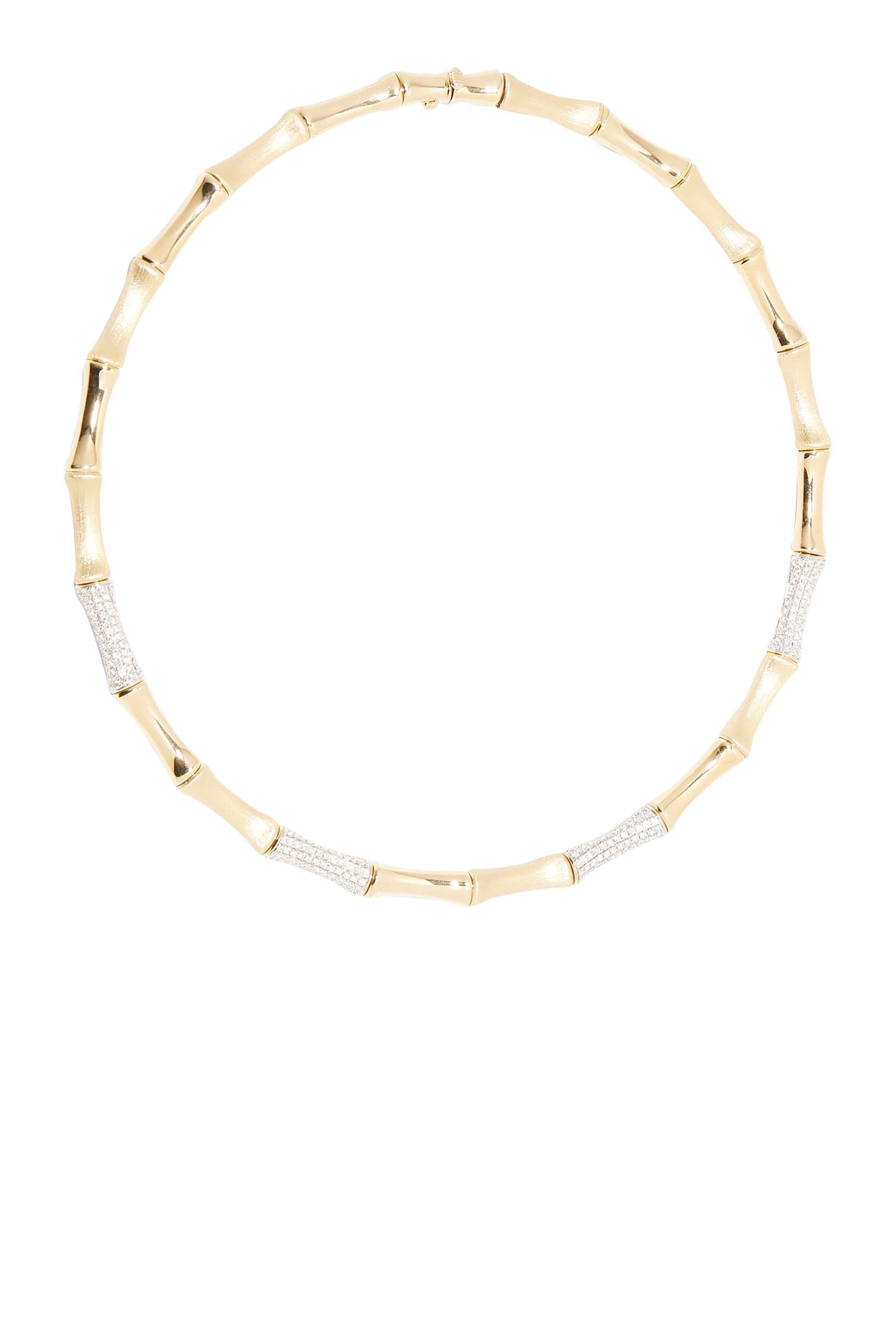 Bamboo Choker, 14k Yellow Gold & Diamond