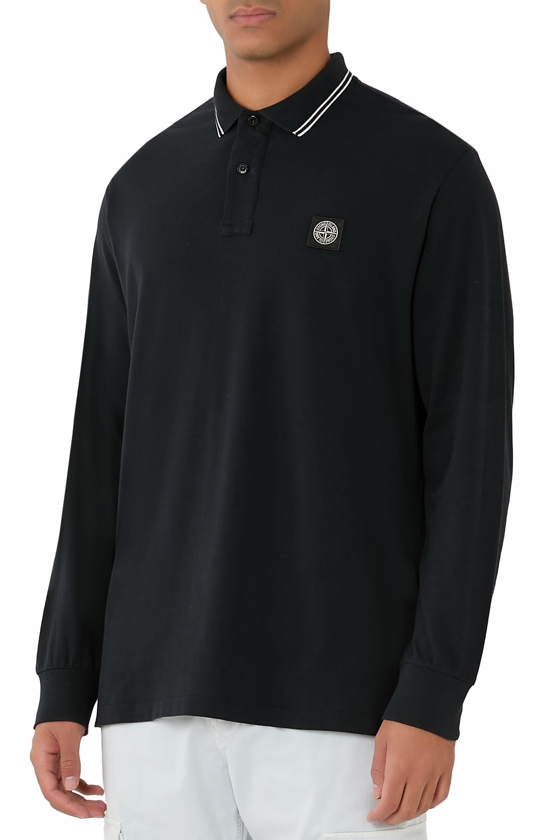 Logo Patch Long Sleeves Polo Shirt
