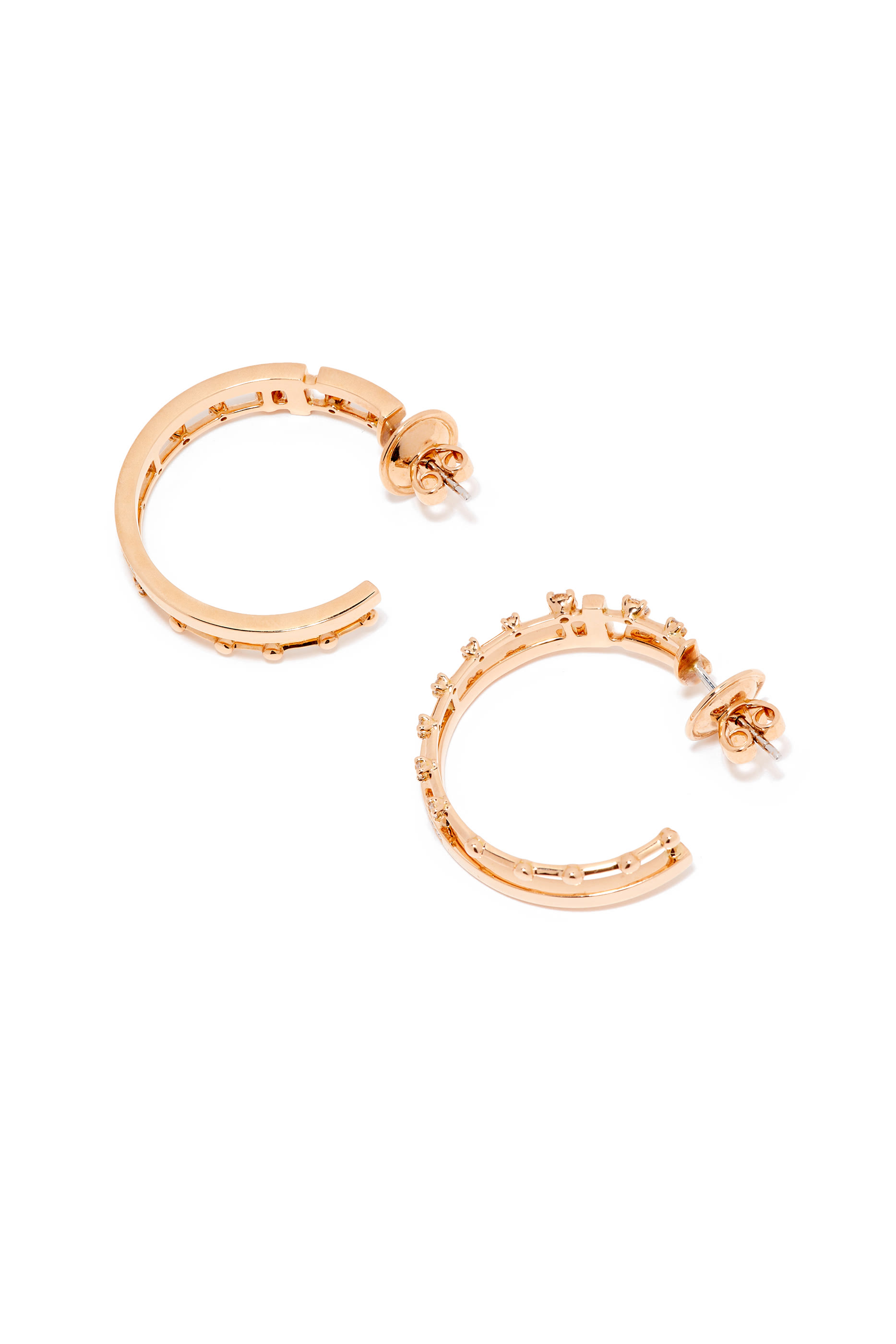 Avenues Hoop Earrings, 18k Rose Gold with Diamonds