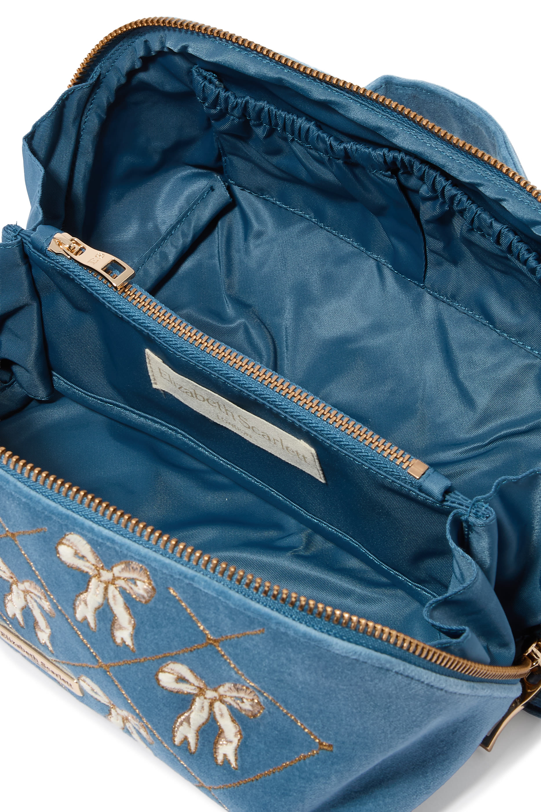  Lattice Bows Velvet Open Flat Makeup Bag