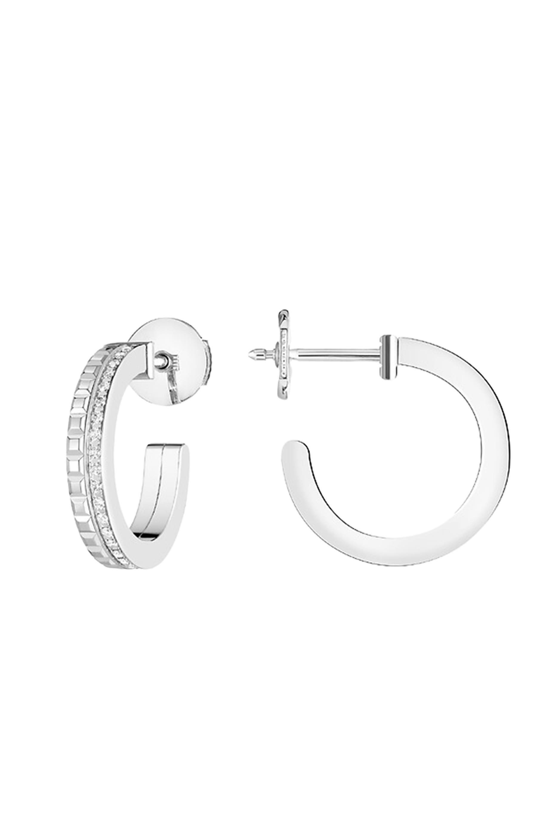 Quatre Radiant Edition Hoop Earrings, 18K White Gold & Diamond