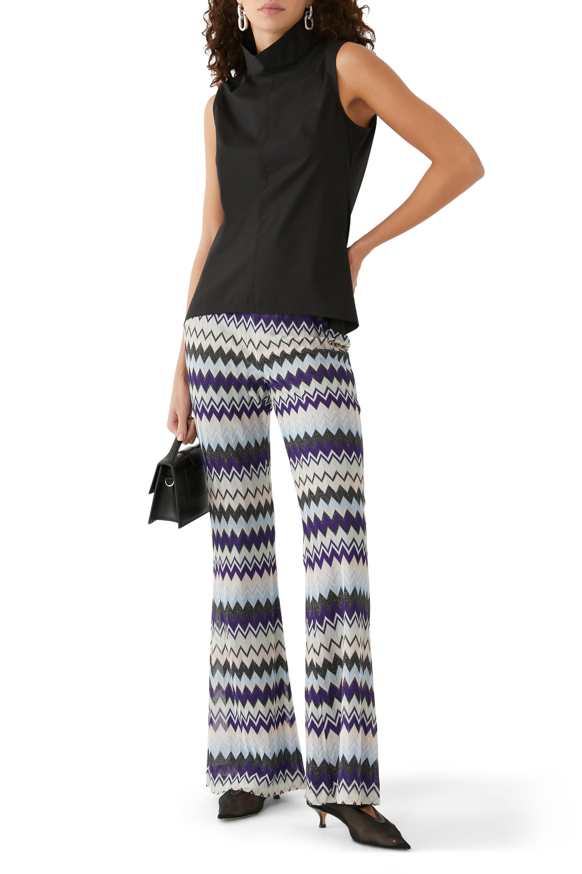 Zigzag Raschel Flare Pants