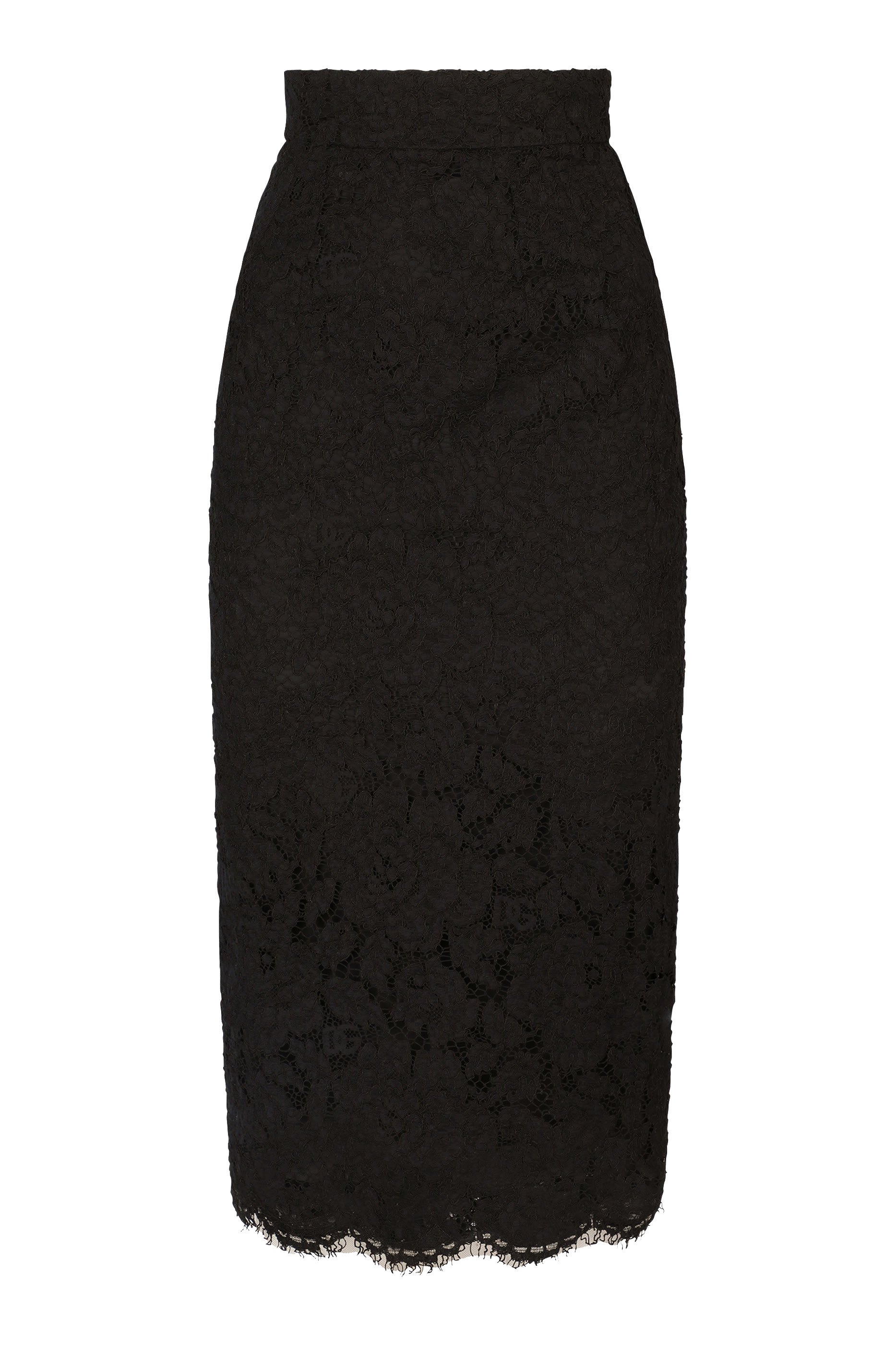 Branded Stretch Lace Midi Skirt