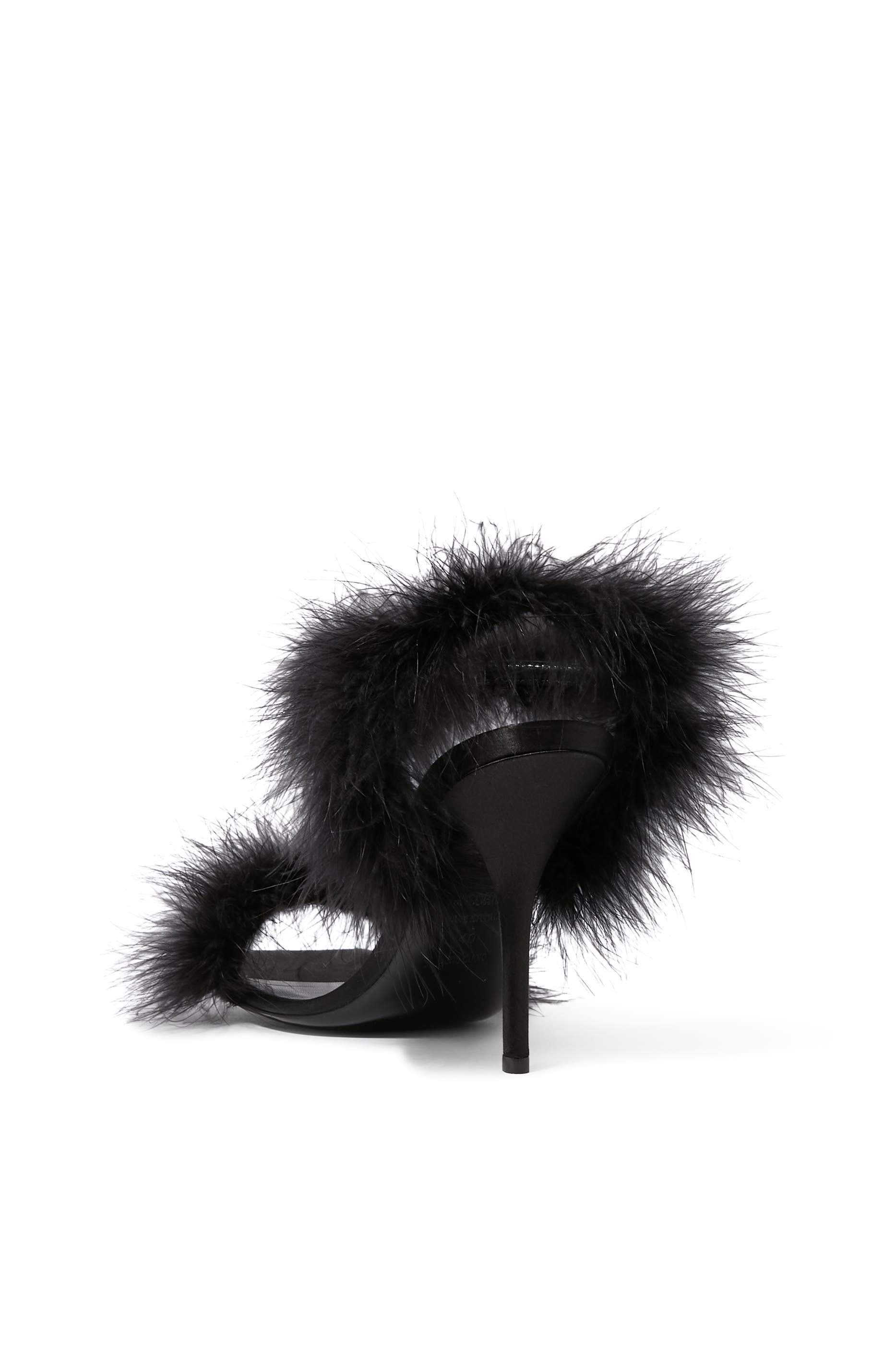 Satin 100 Sandals with Feathers