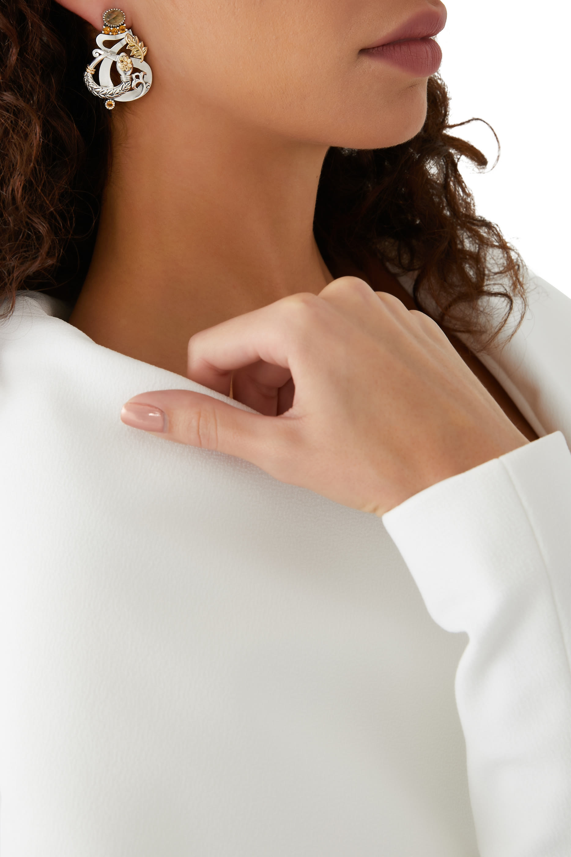 Citrine Love and Rebirth Single Earrings, 18K Yellow Gold & Sterling Silver