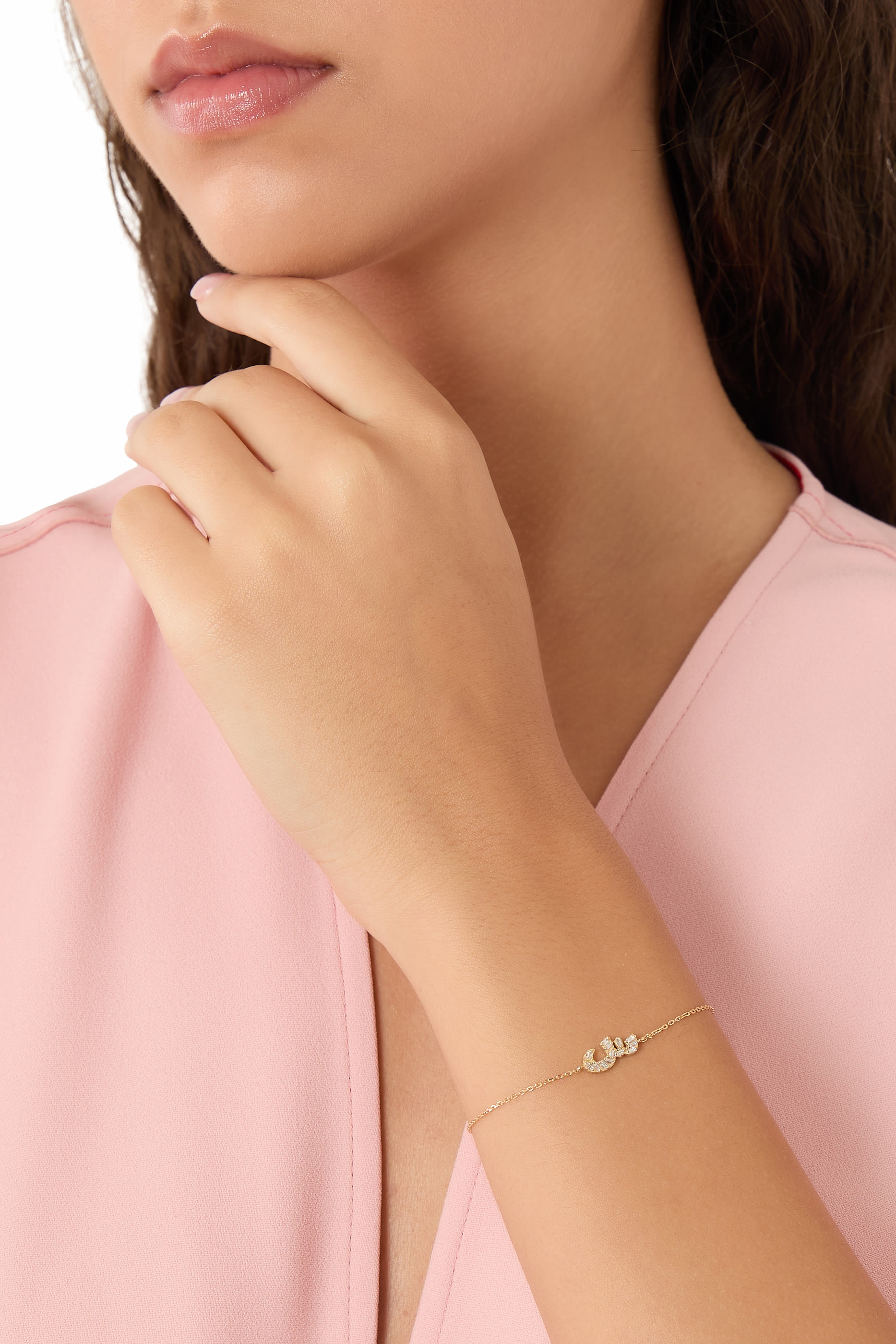 OULA - Letter Seen Bracelet, 18K Yellow Gold & Baguette Diamonds