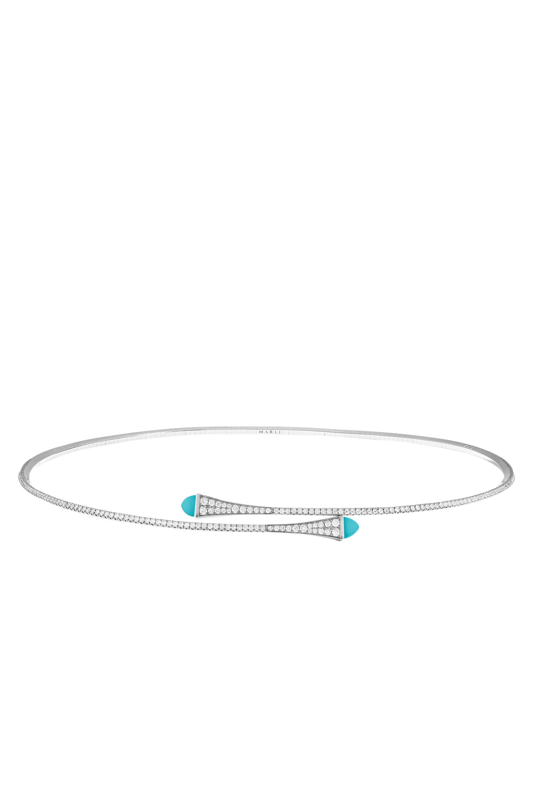 Cleo Slim Choker, 18k White Gold, Turquoise & Diamond