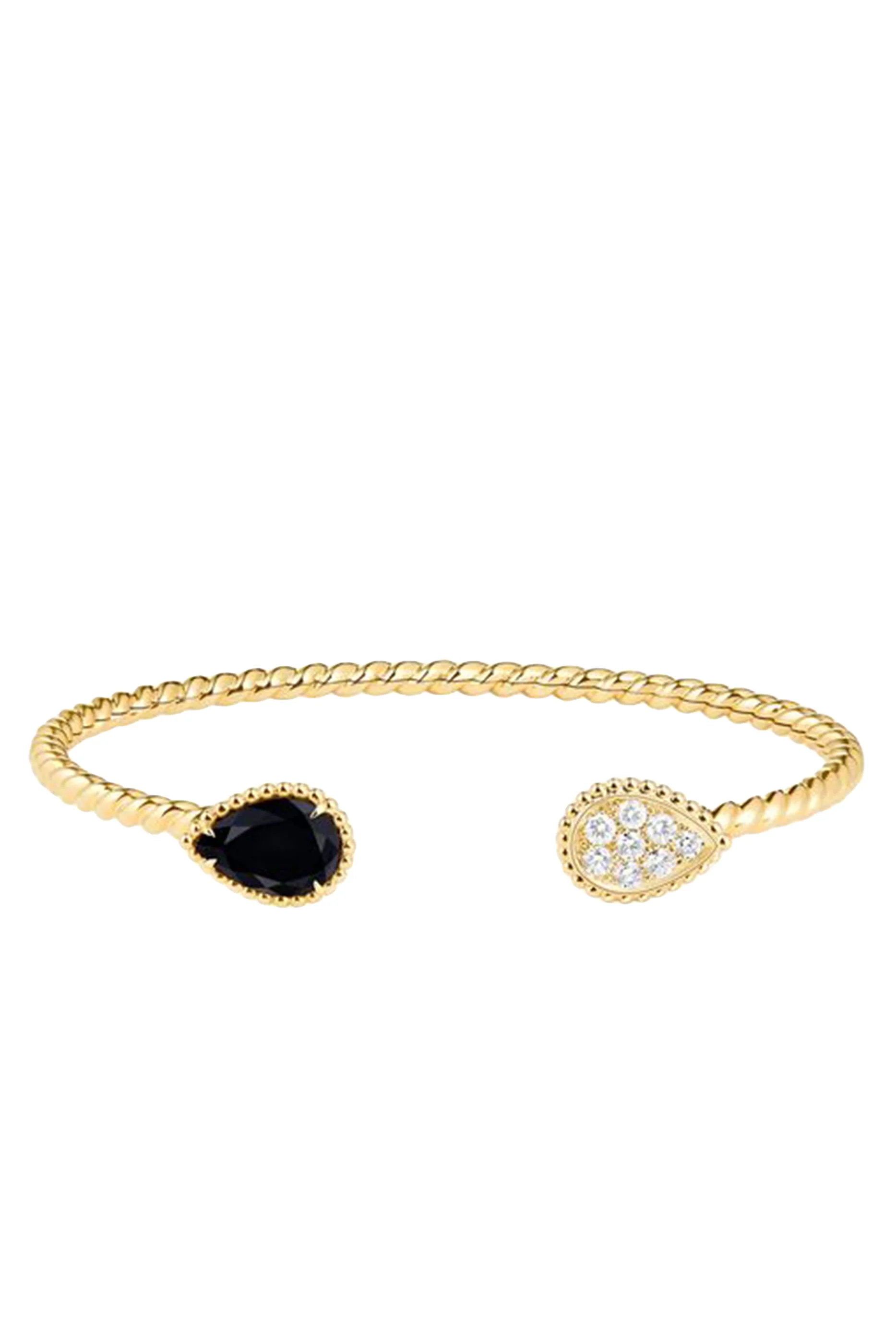 Serpent Boh&egrave;me 2 S Motifs Bracelet, 18K Yellow Gold, Diamonds & Black Onyx