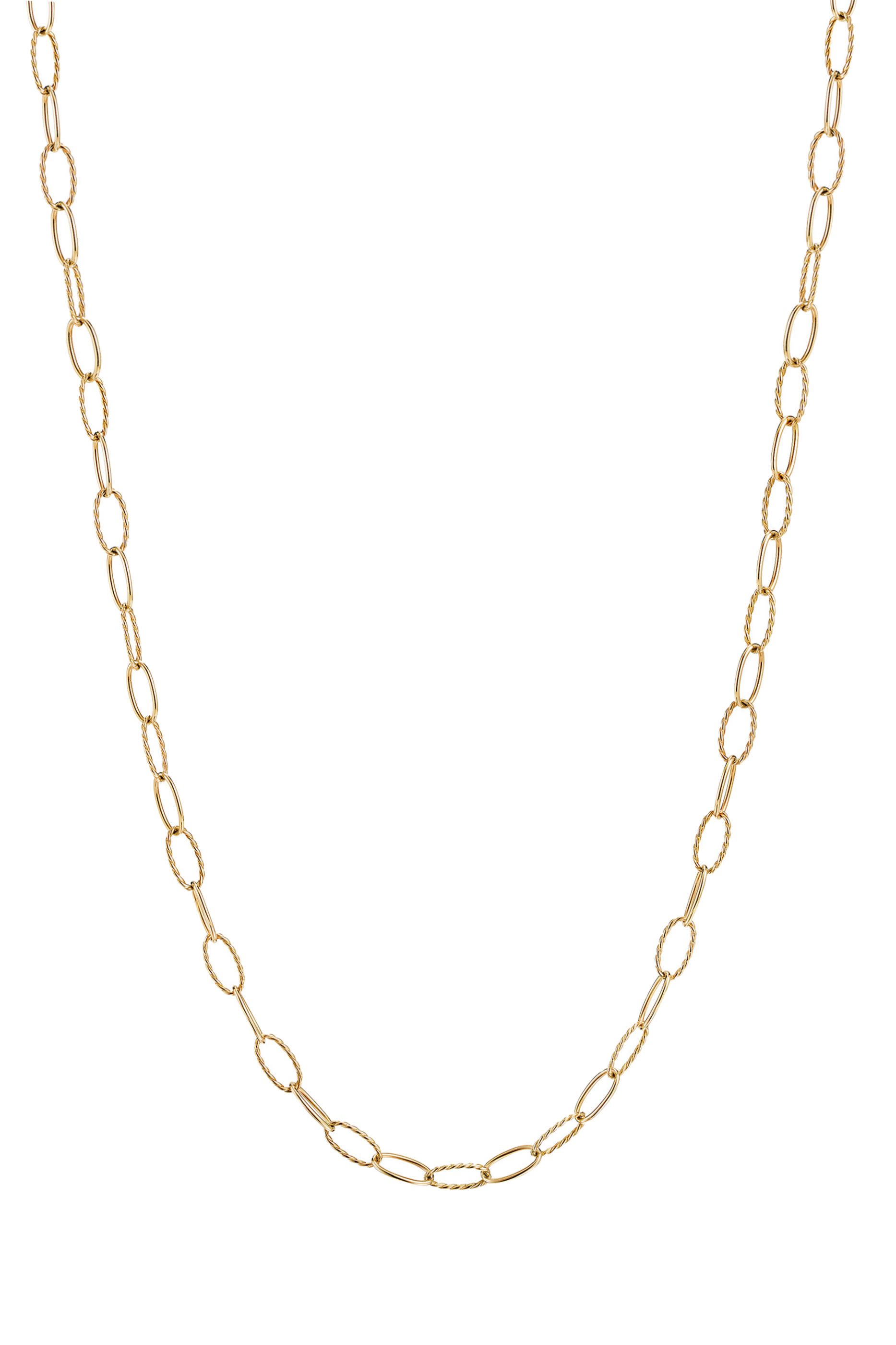 Elongated Oval Link 18in Necklace, 18k Yellow Gold