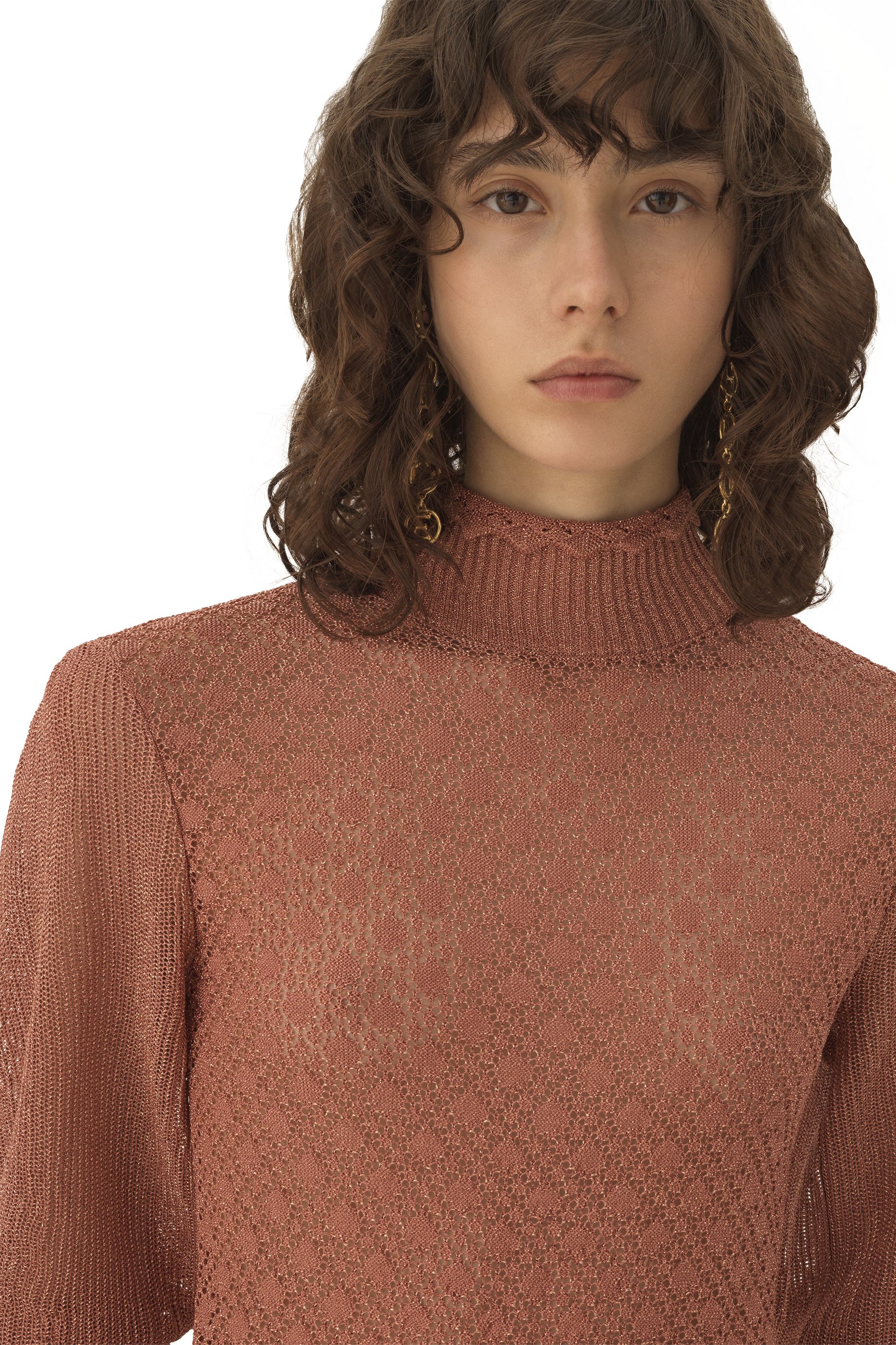  Ruffled Puff-Sleeve Jumper