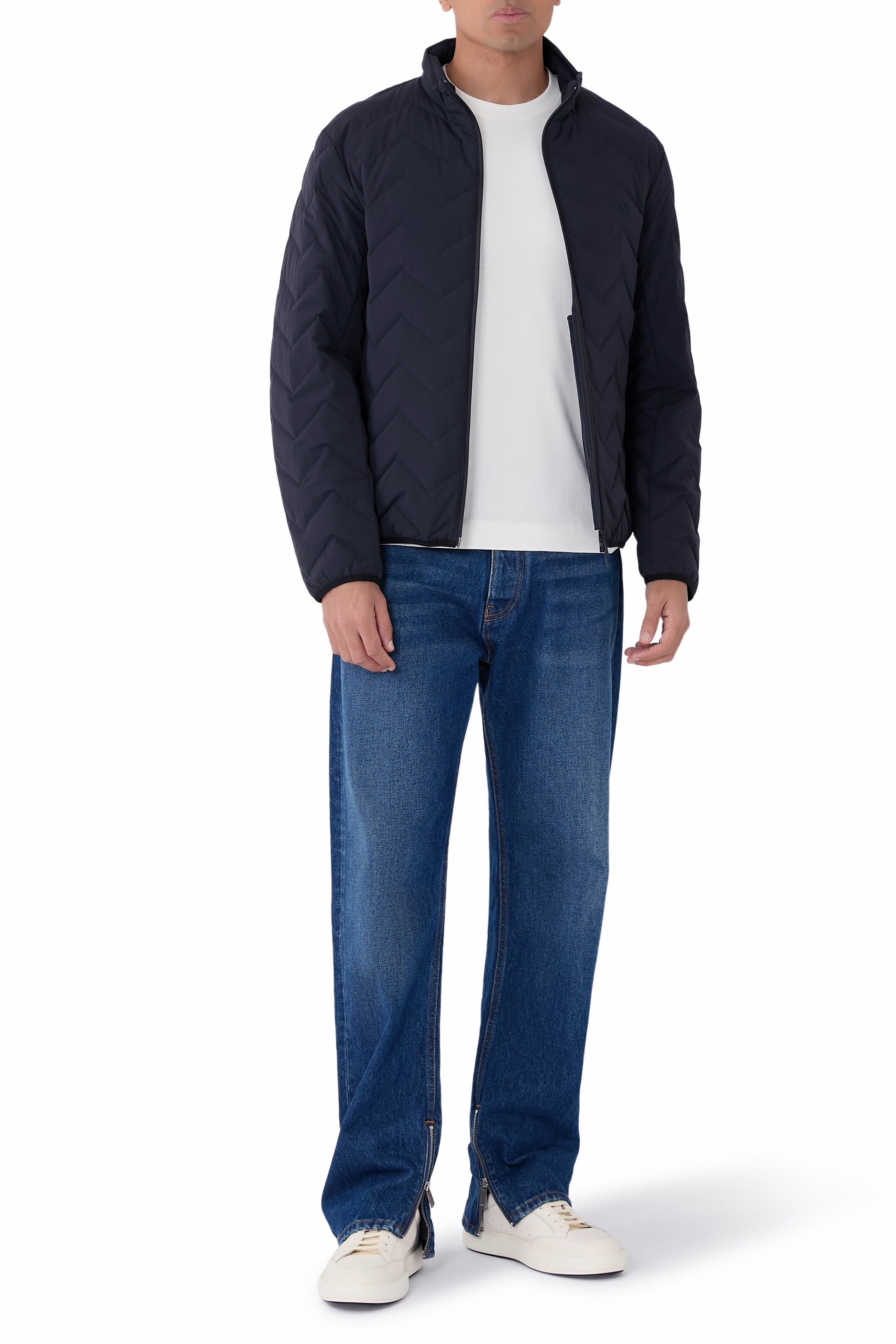 Water-Repellent Chevron Quilted Nylon Spandex Down Jacket