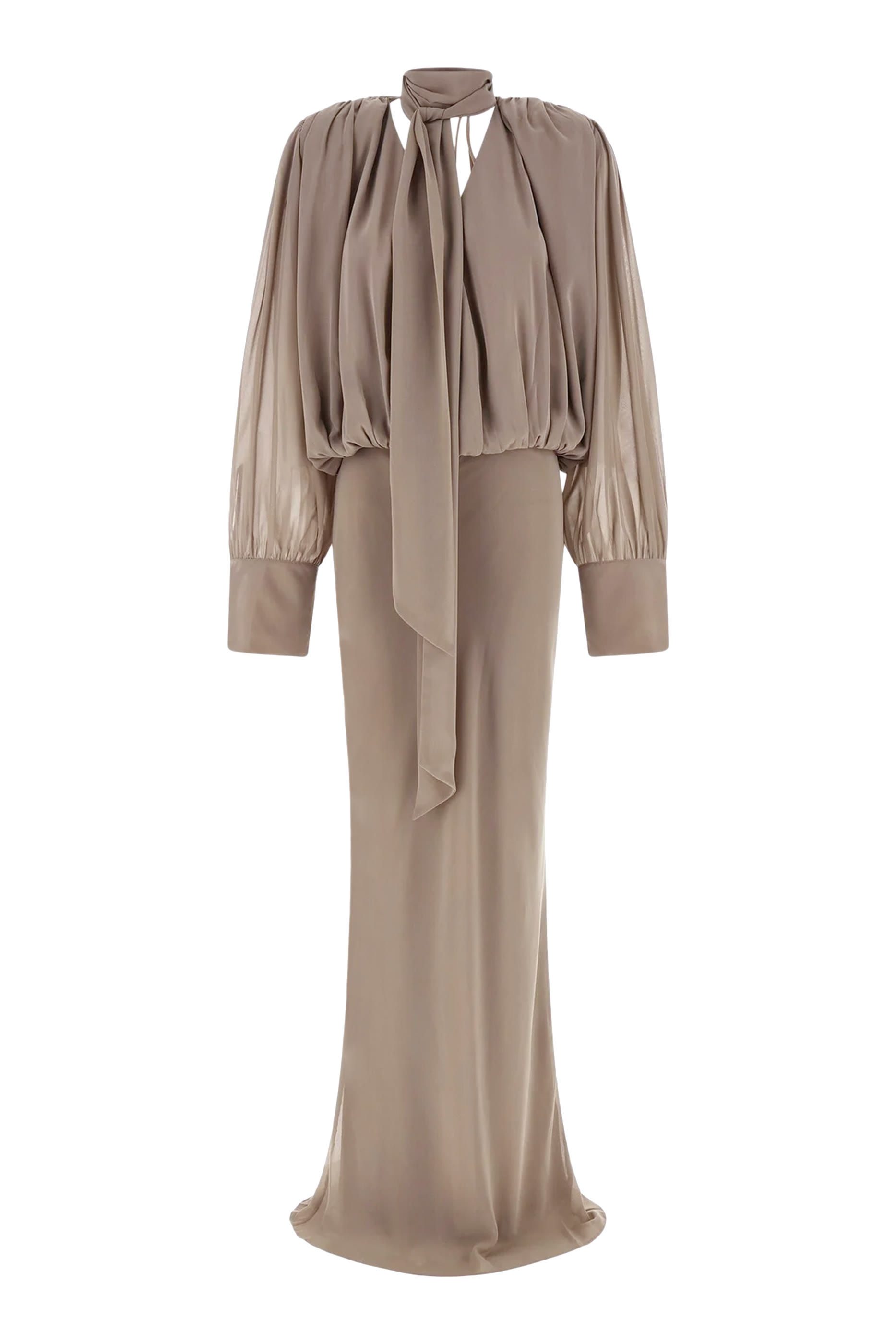 Chiffon Long Sleeves Maxi Dress