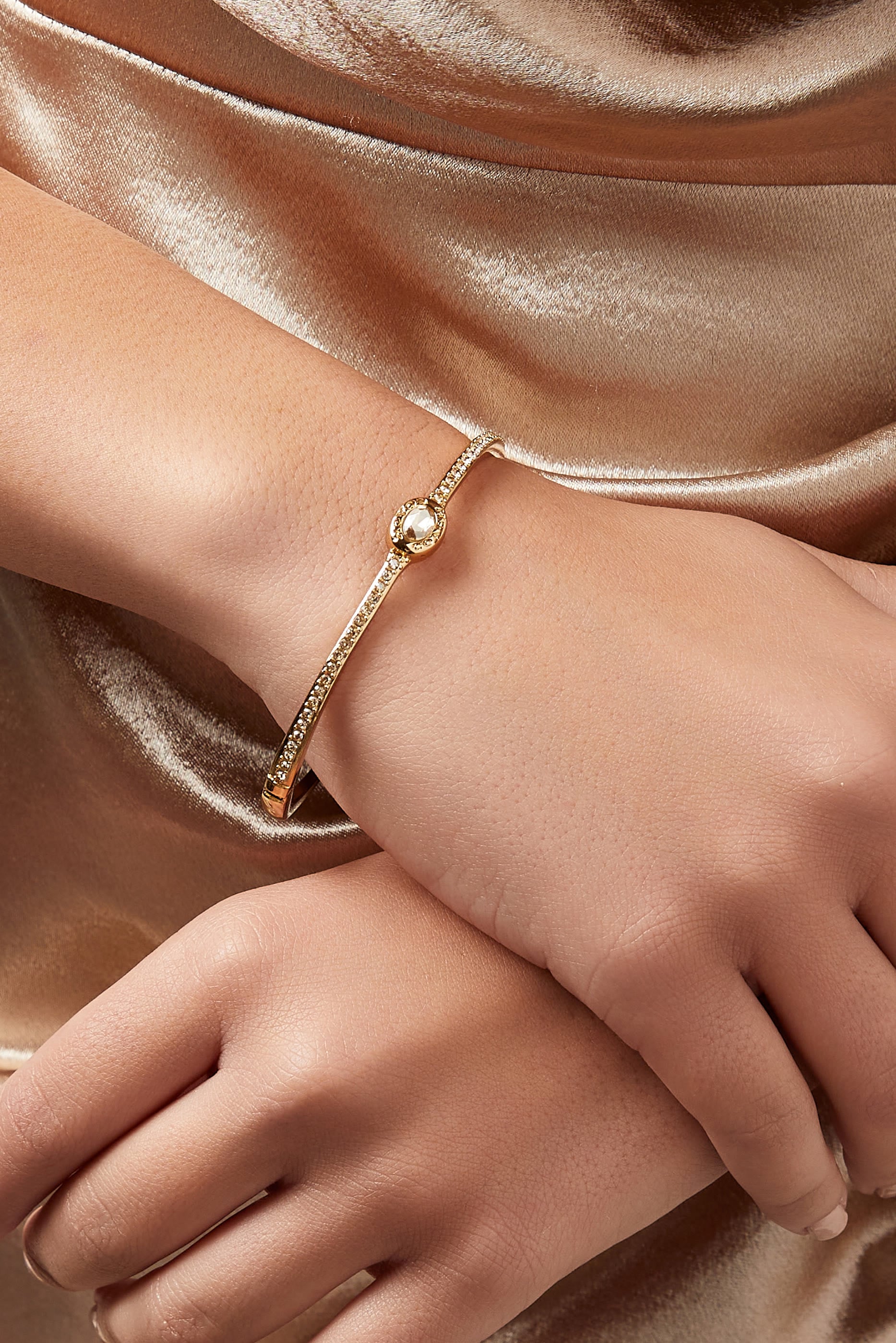 Signature Logo Pave Hinged Bangle