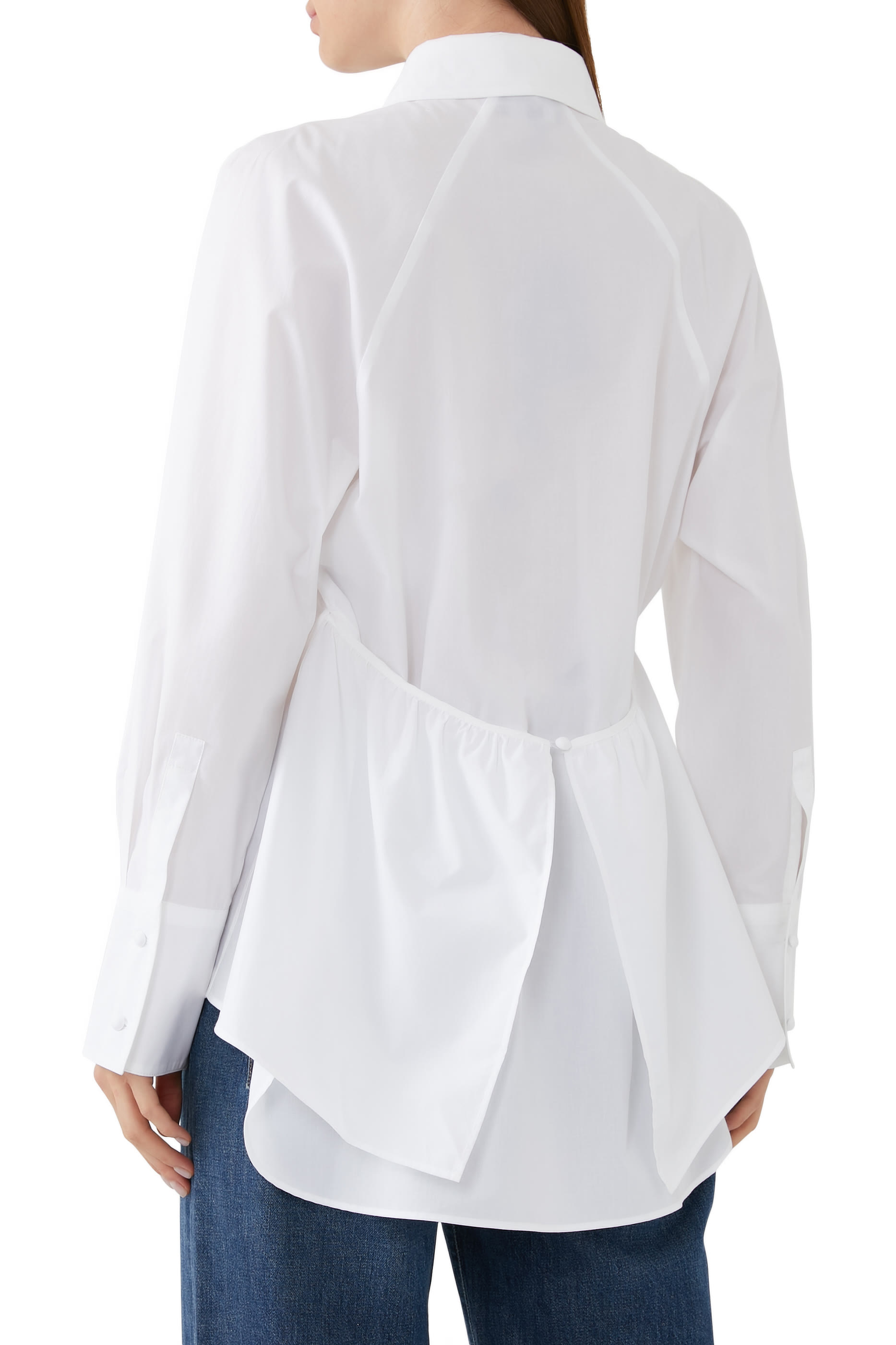 Ruffled Long Back Popeline Long Sleeves Shirt