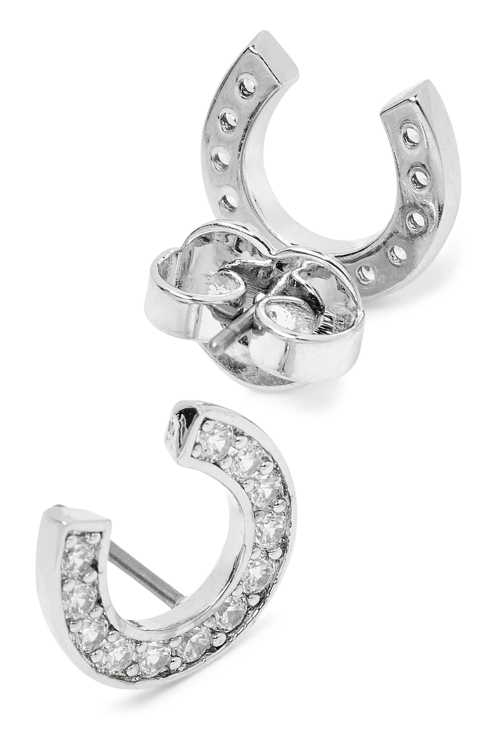 Lucky Charm Pav&eacute; Horseshoe Studs