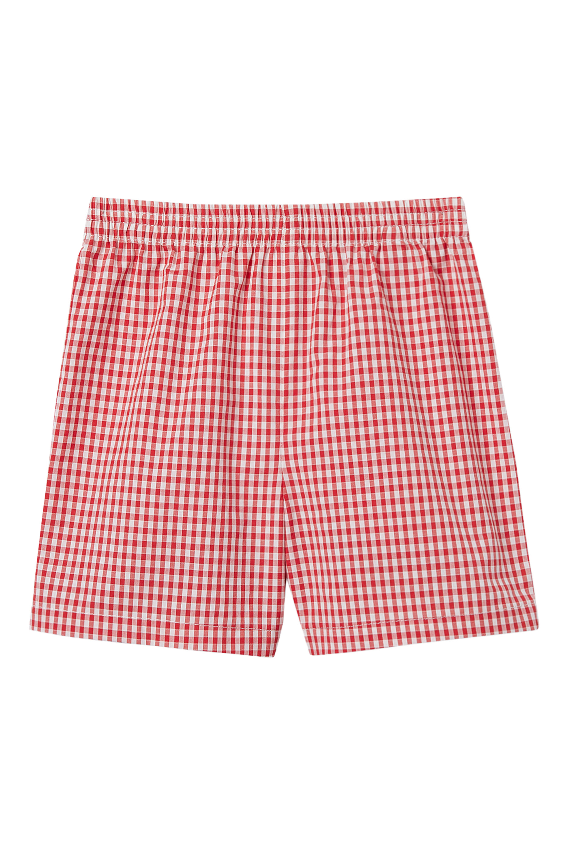 Kids Interlocking G Embroidery Gingham Shorts