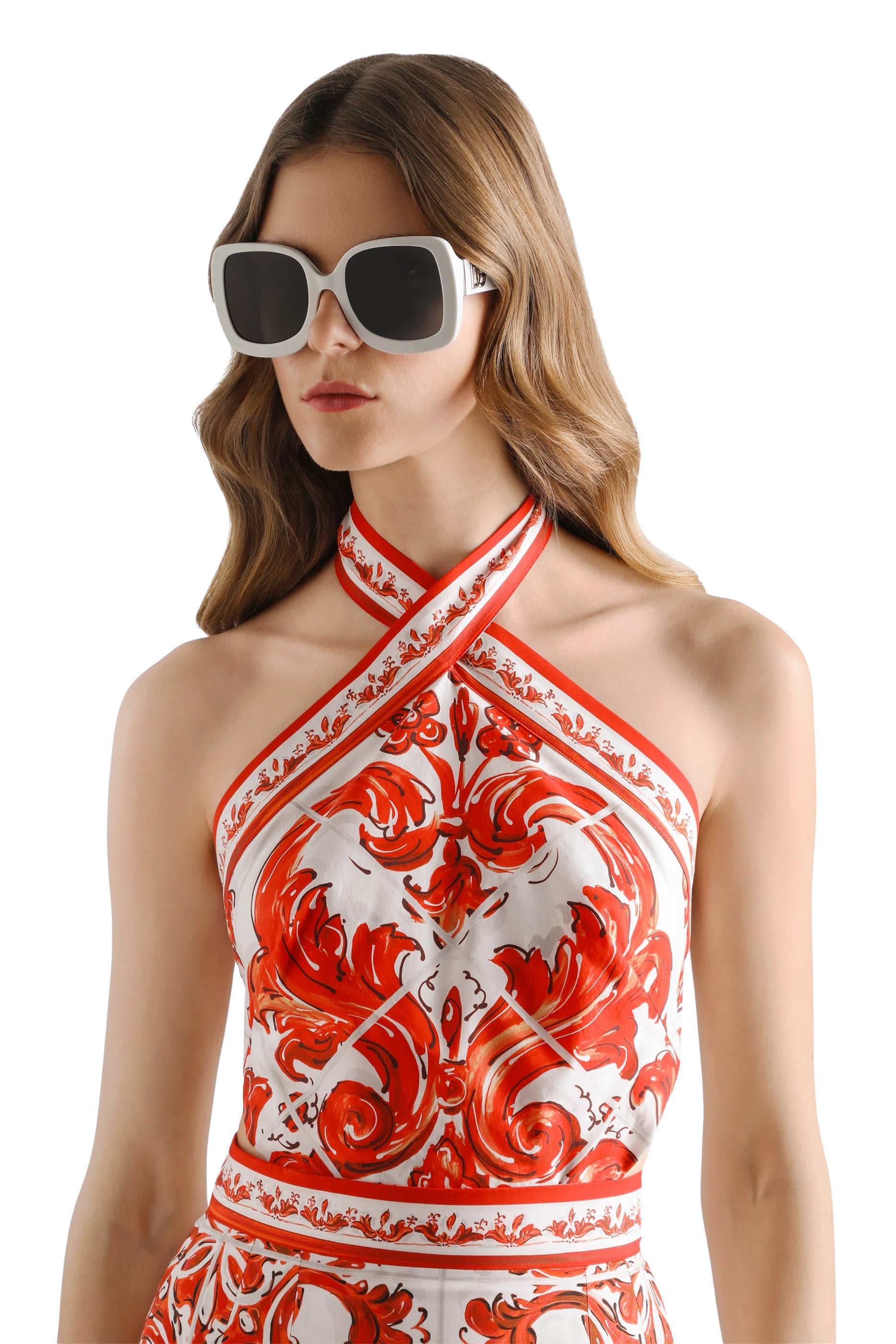 Majolica-Print Poplin Dress