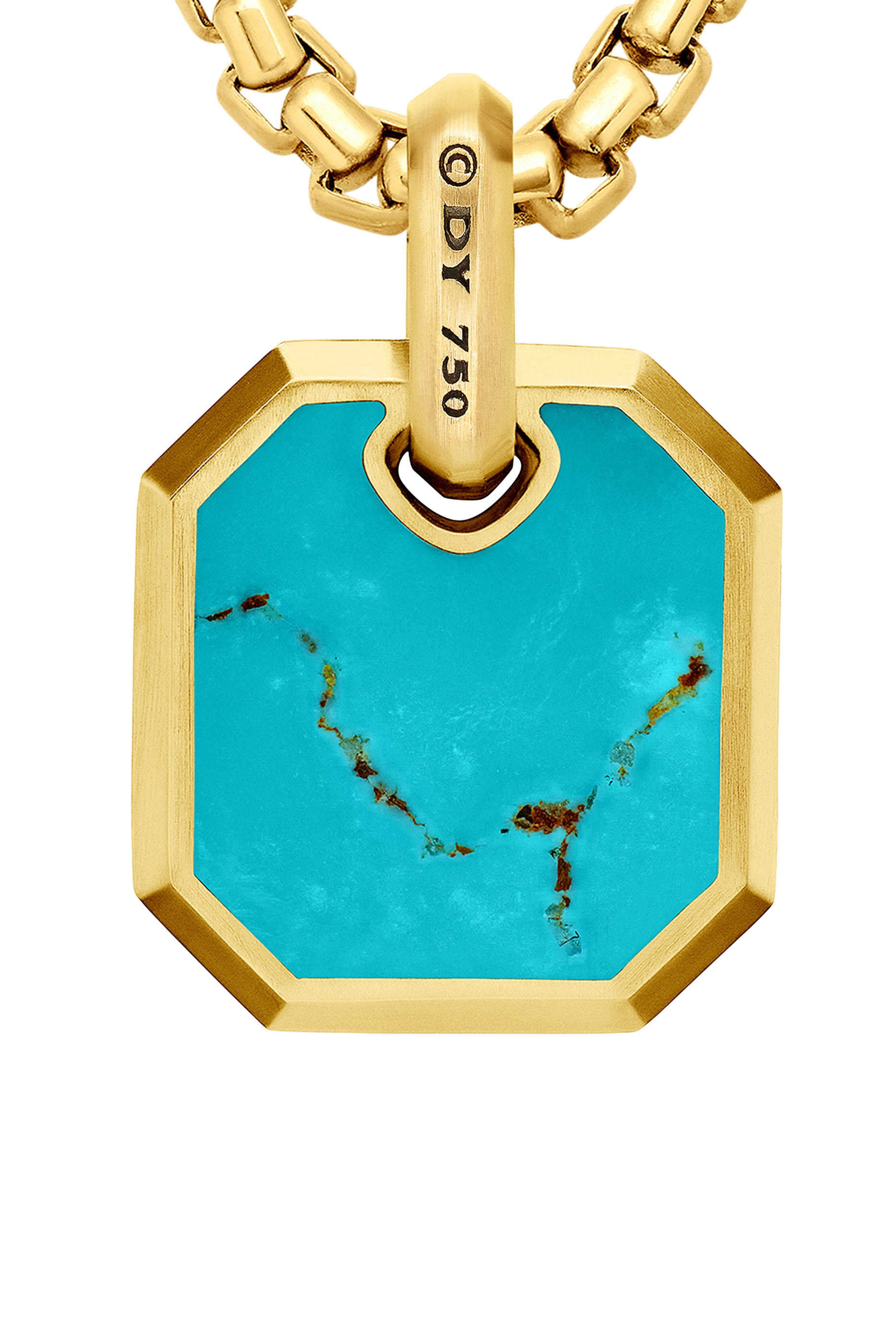  Octagonal Amulet, 18K Yellow Gold & Turquoise