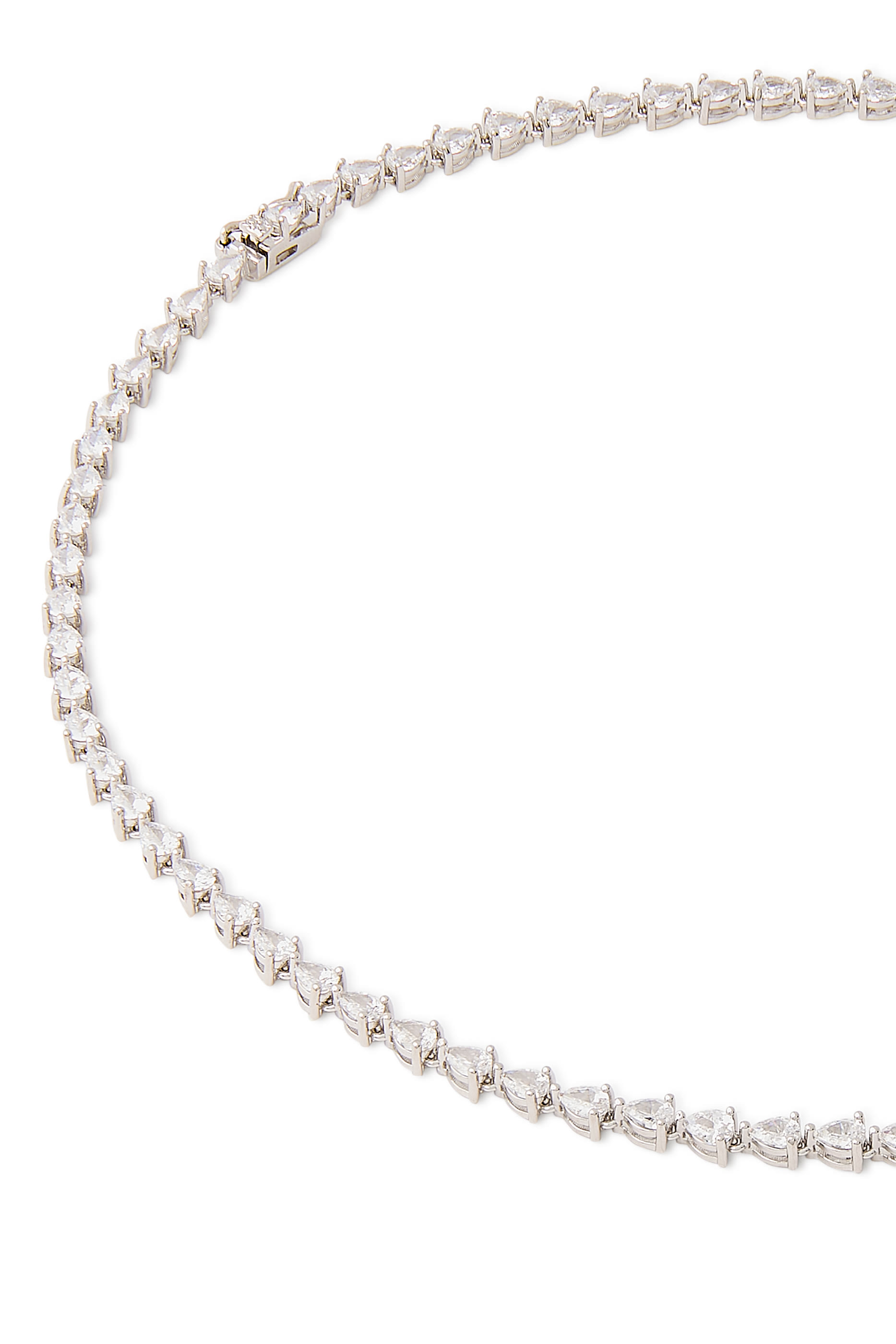  Tennis Necklace, Rhodium Plated Brass & Cubic Zirconia