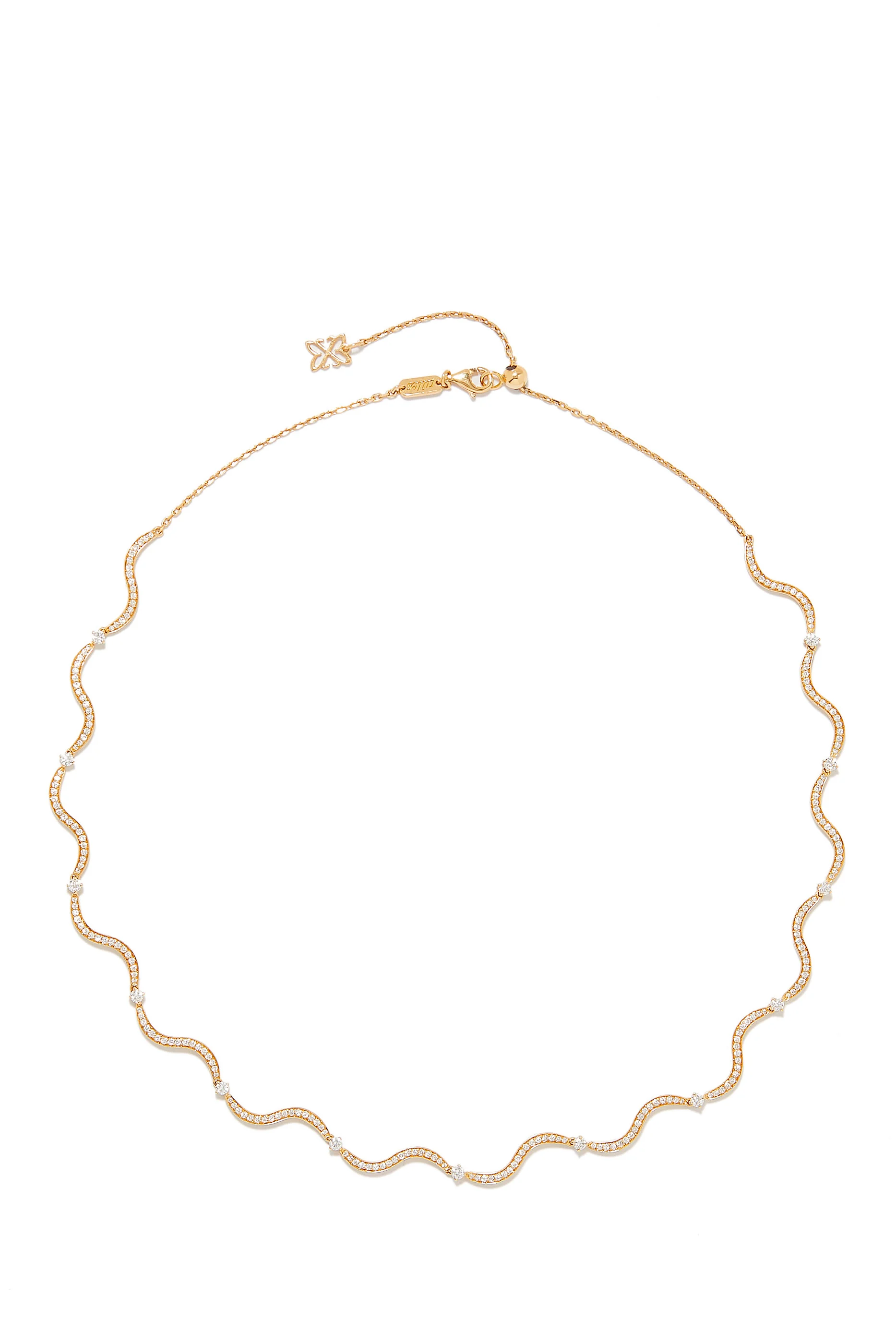 Full Diamond Wave Choker, 18k Yellow Gold & Diamonds