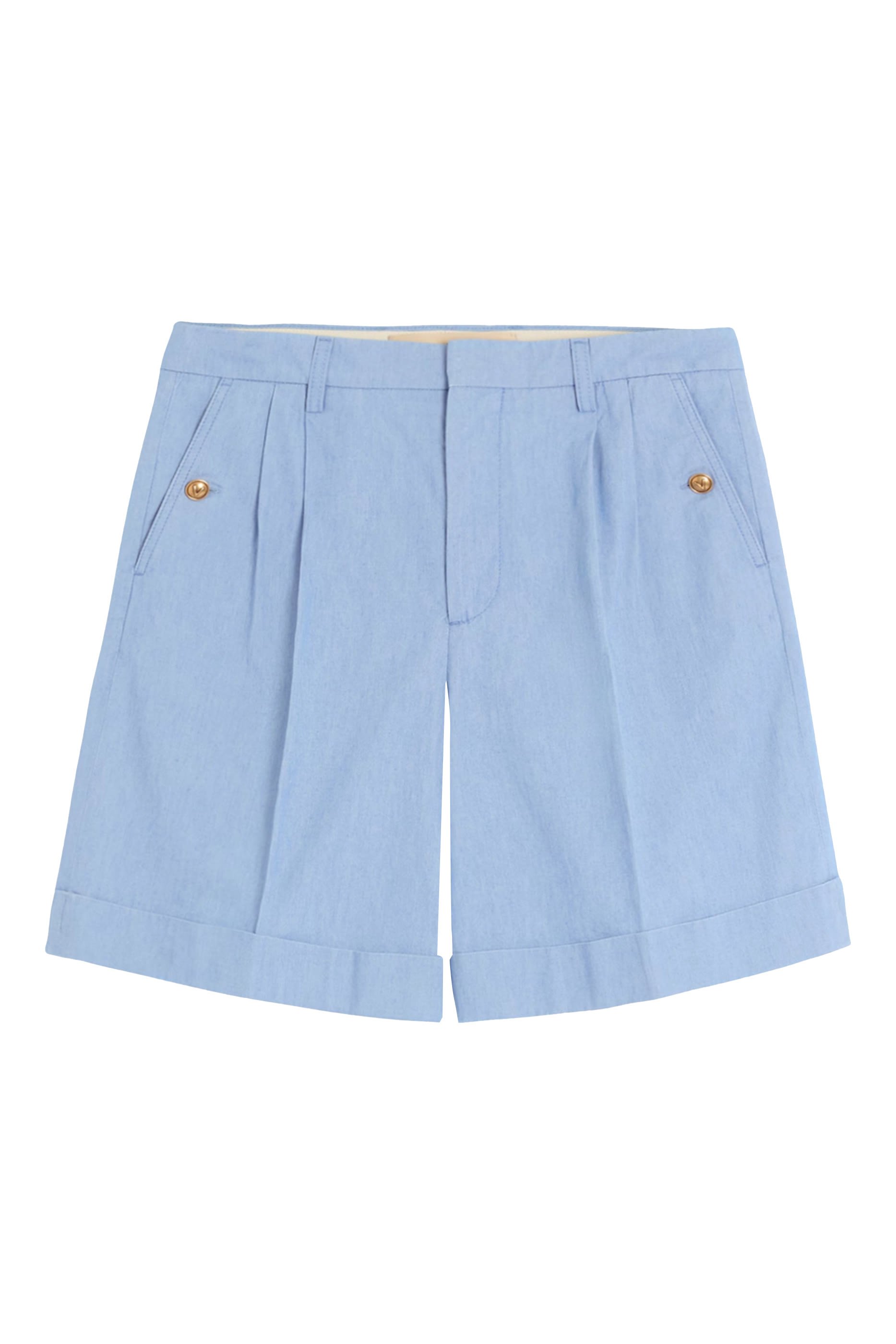 Cuffed Denim Bermuda Shorts