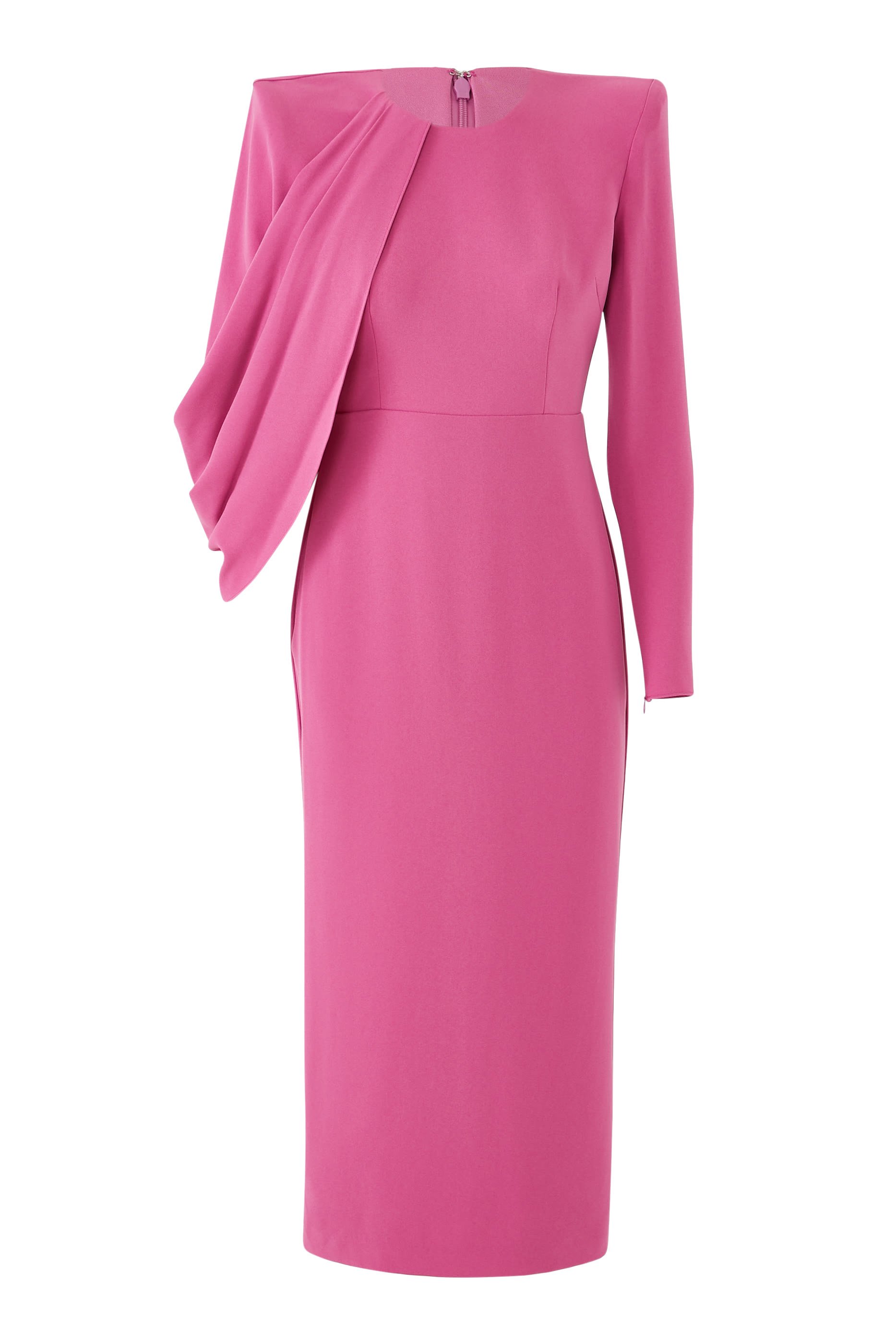 Asymmetric Crepe Midi Dress