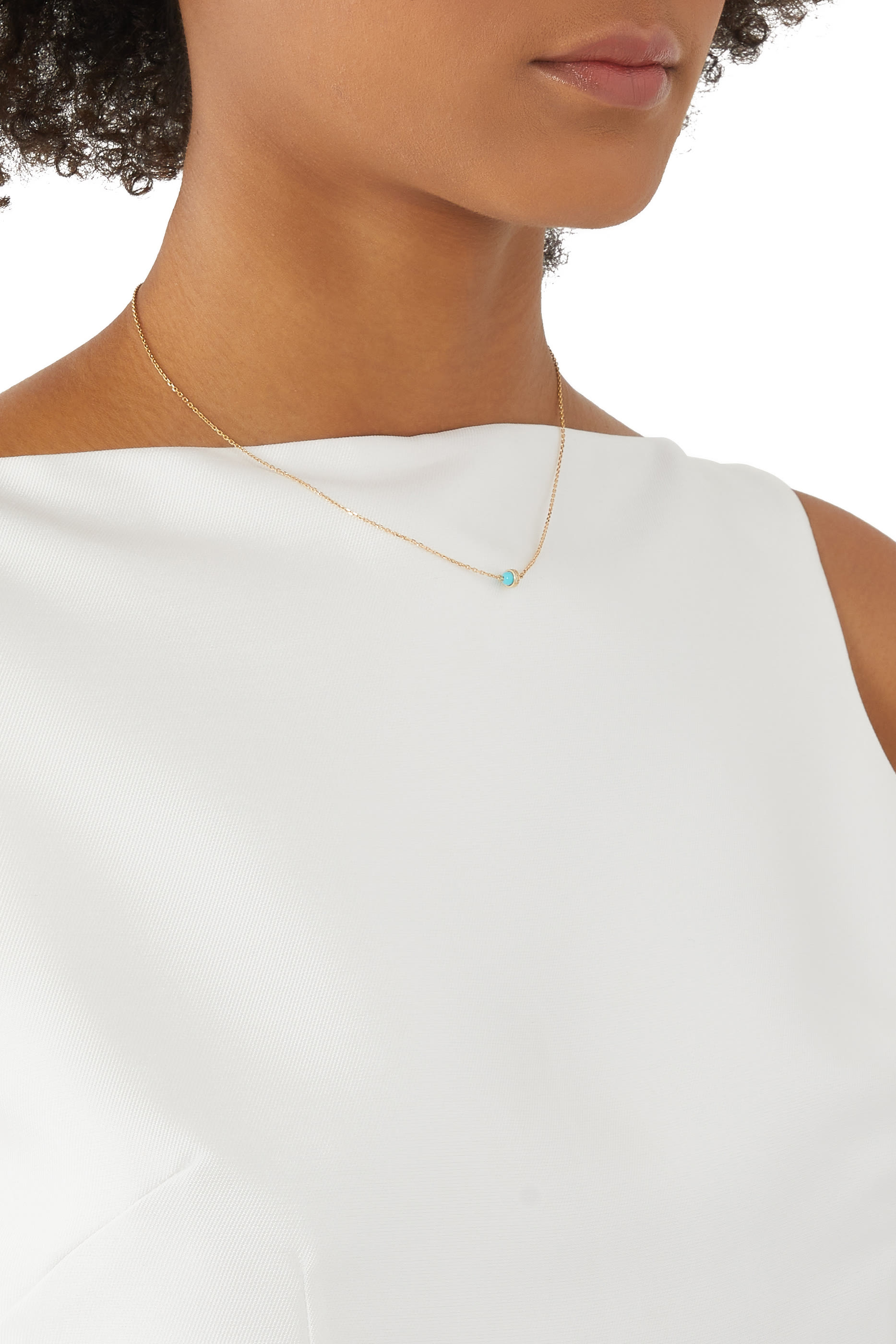 The Single Cobalt Necklace, 18k Yellow Gold, Turquoise Enamel & Diamonds