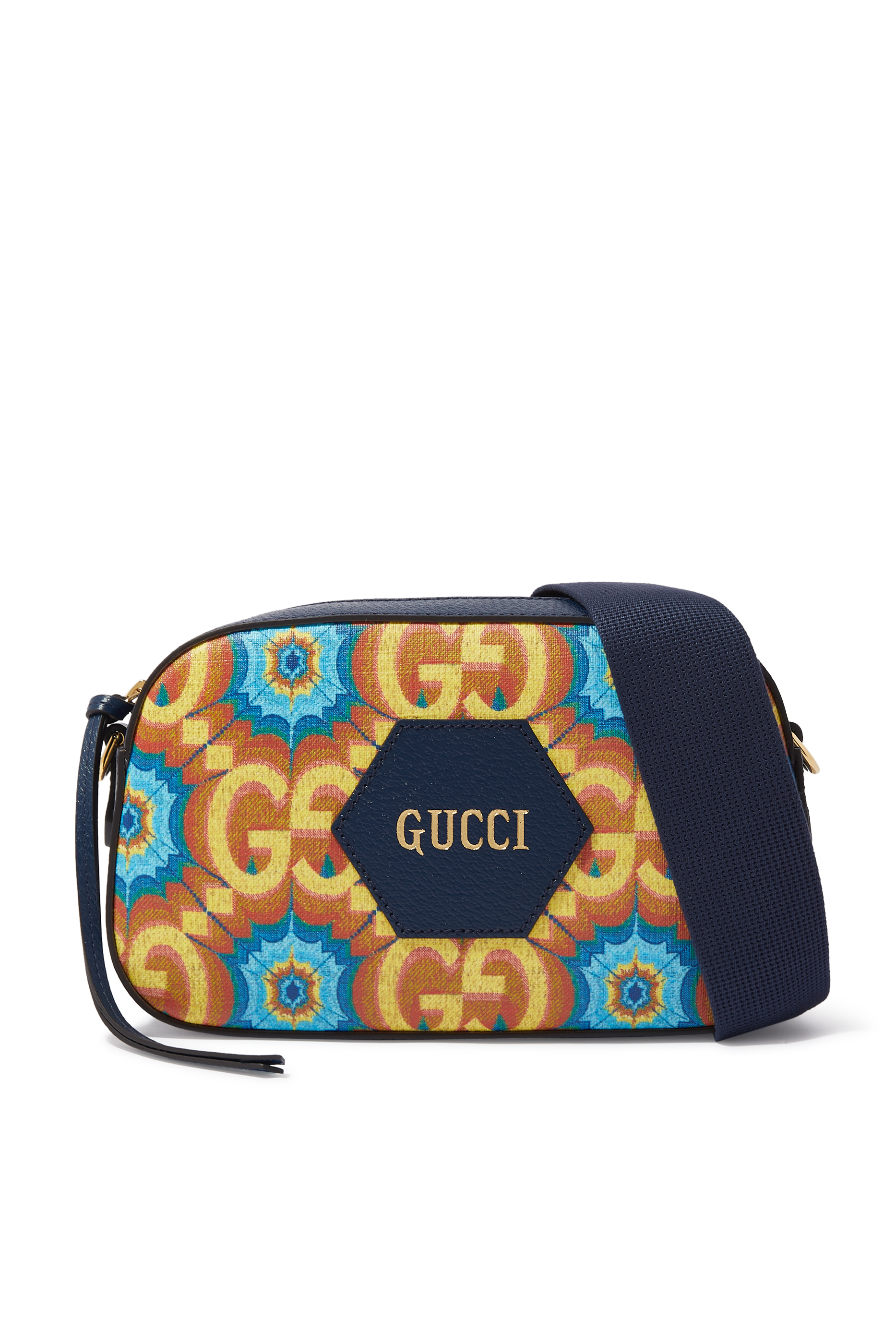 Gucci 100 Messenger Bag in Blue and Orange Supreme Canvas