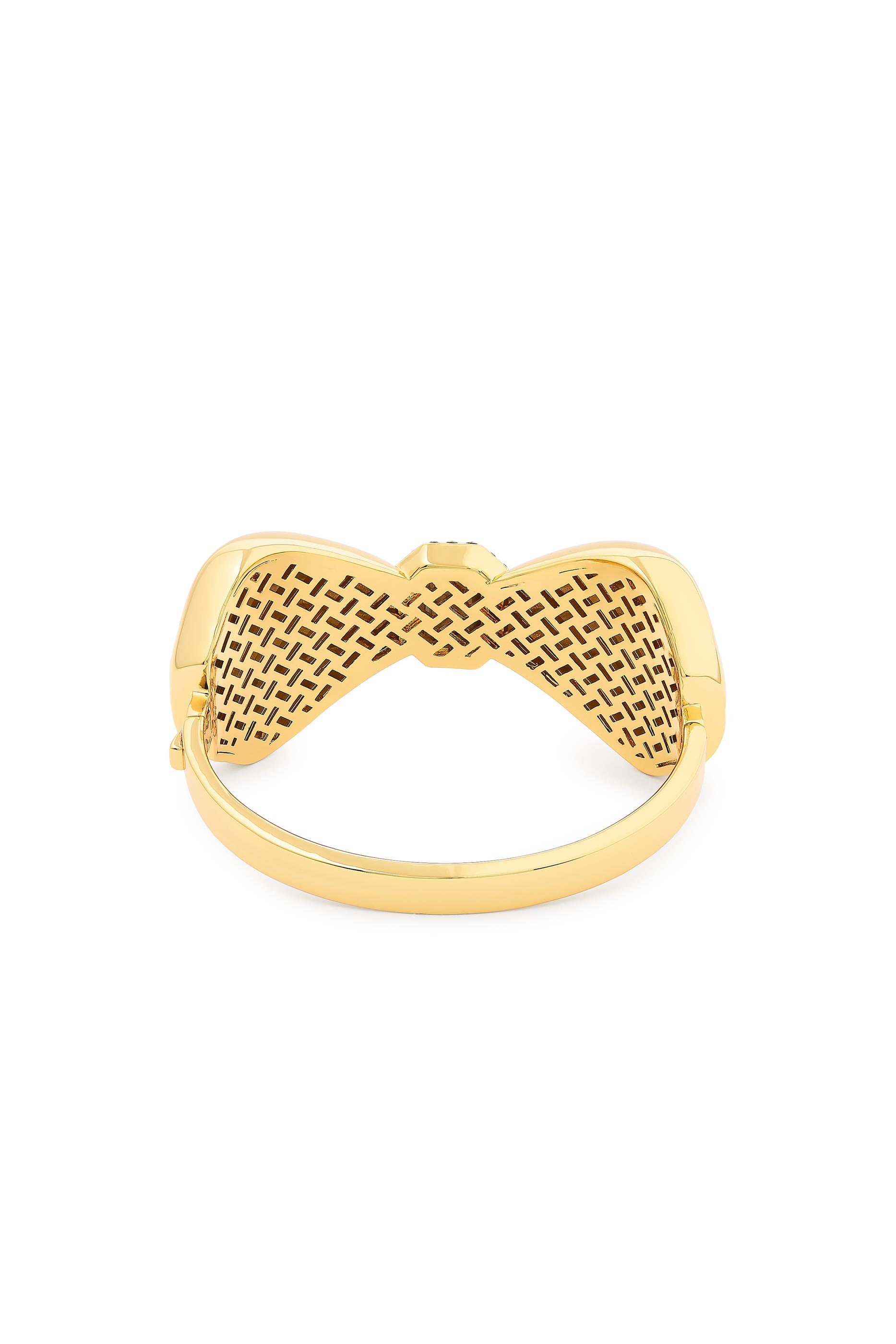 Extra Large Bow Bangle, Brass, Glass & Cubic Zirconia
