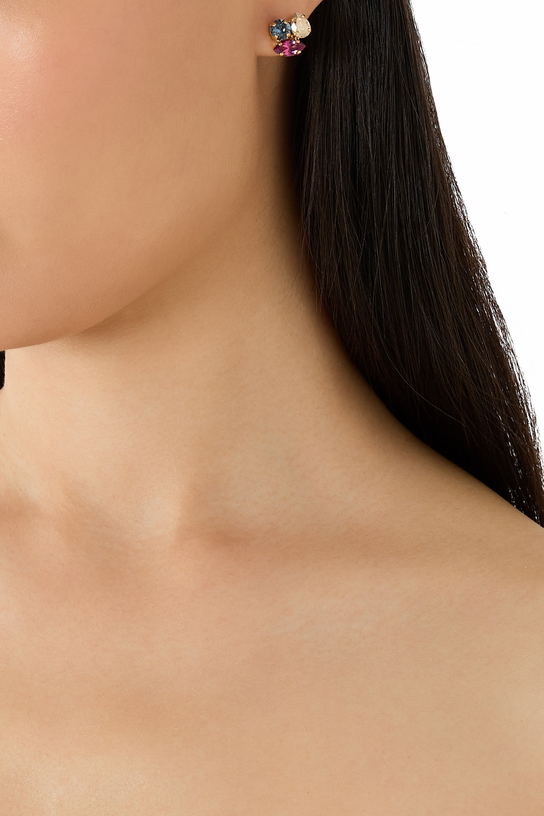 Ana Earrings in Golden Combo, 18K Gold Plated Raw Brass &  Swarovski Crystals