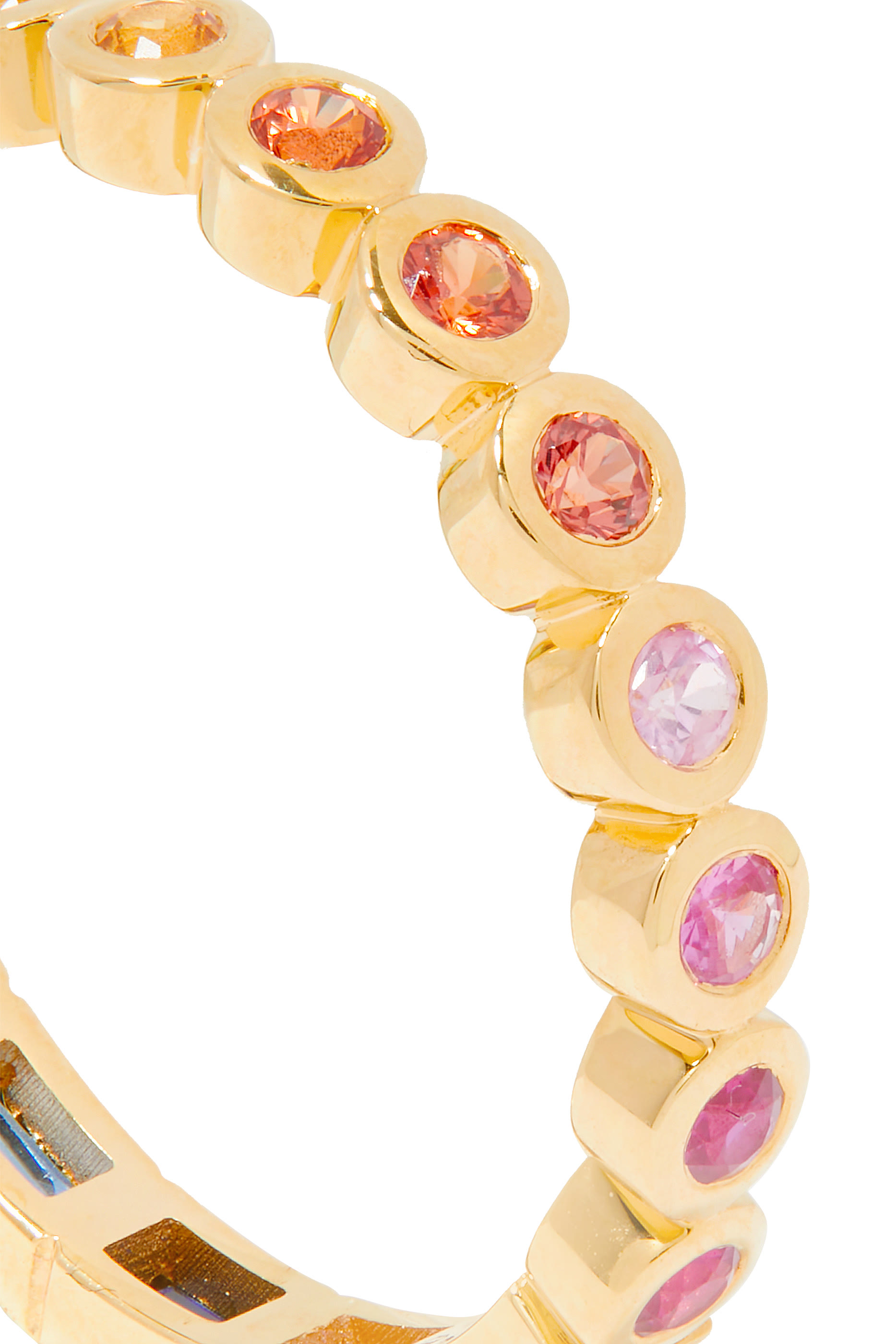 Rivi&egrave;re Baguette Ring, 18k Yellow Gold & Precious Stones