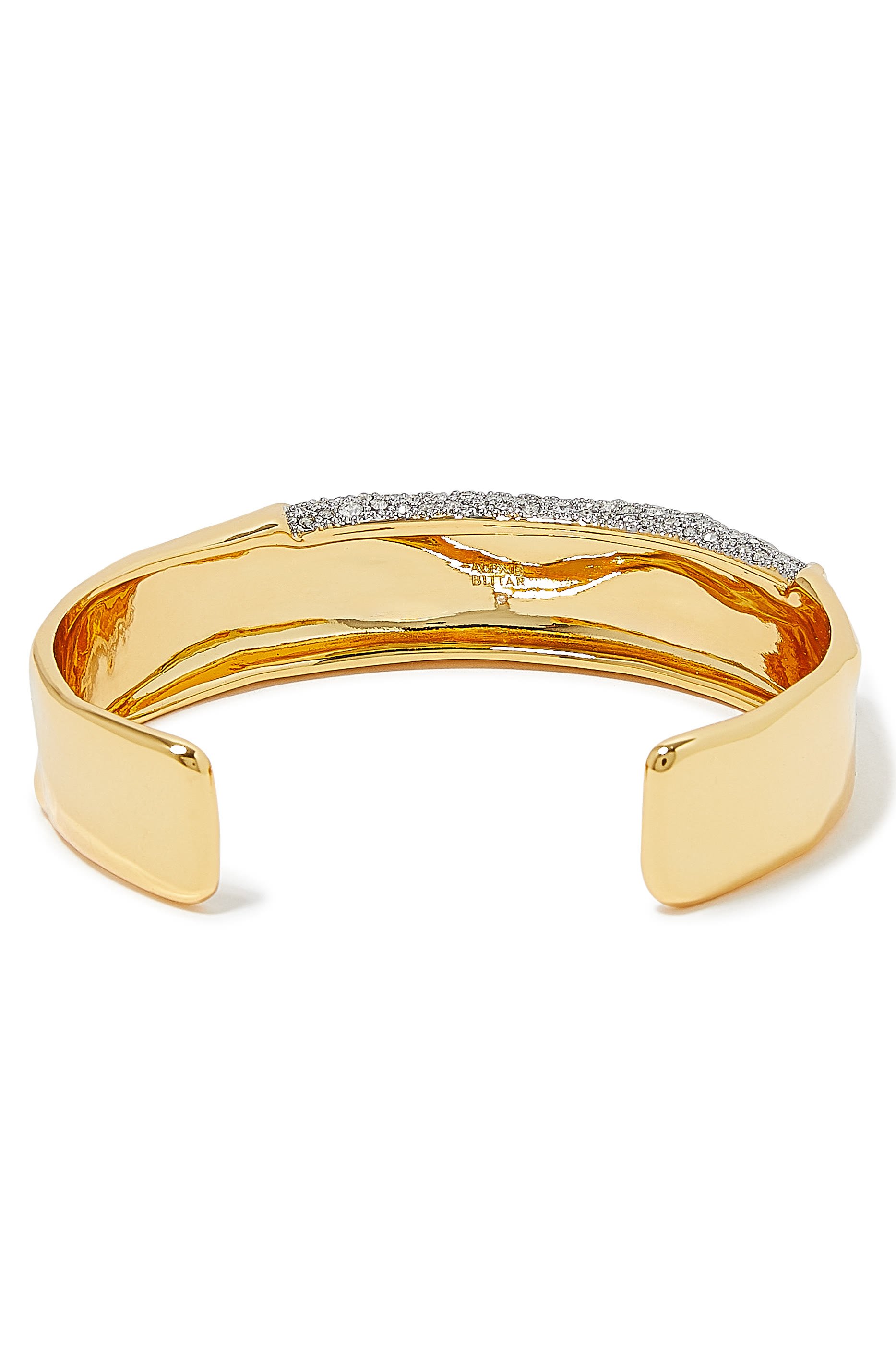 Solanales Cuff Bracelet, 14k Gold Plated Brass & Crystal