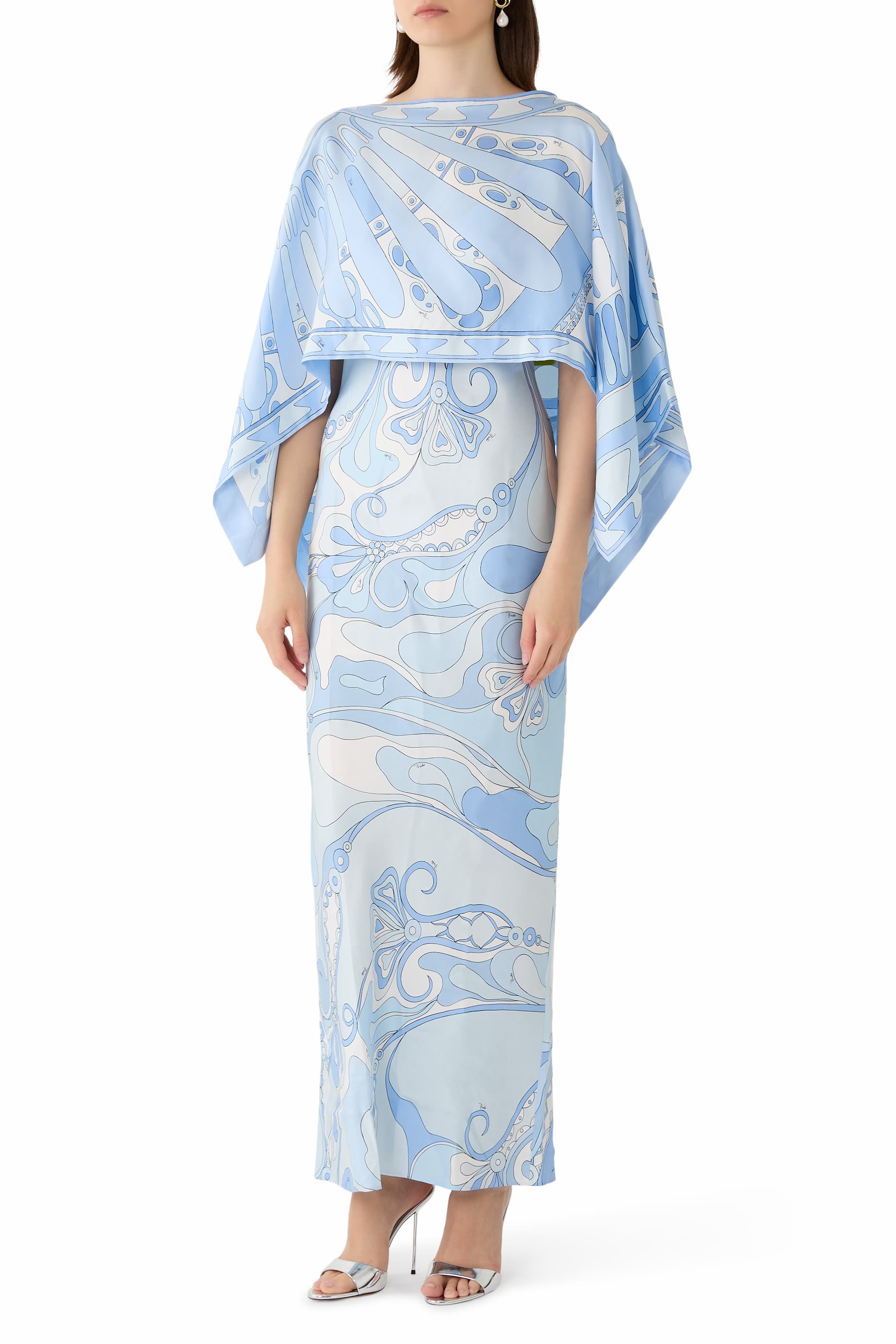 Orchidee and Soleil Print Cape Dress