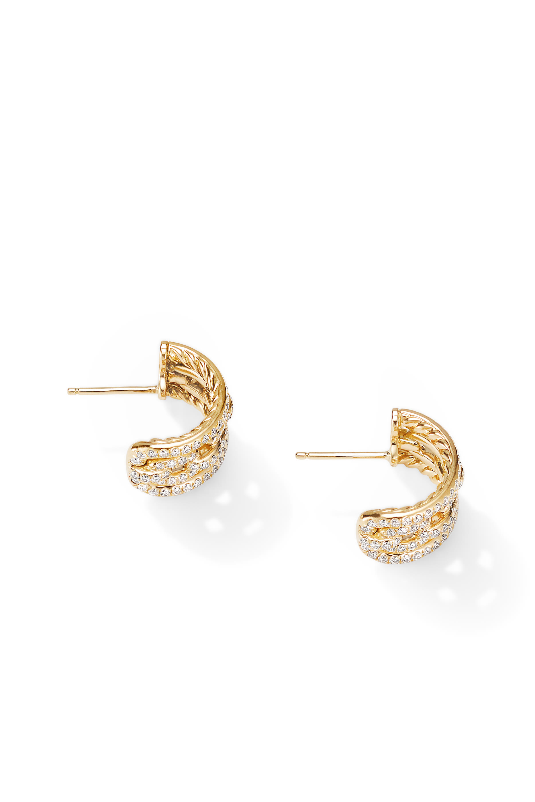 Stax Chain Link and Pav&eacute; Huggie Hoops