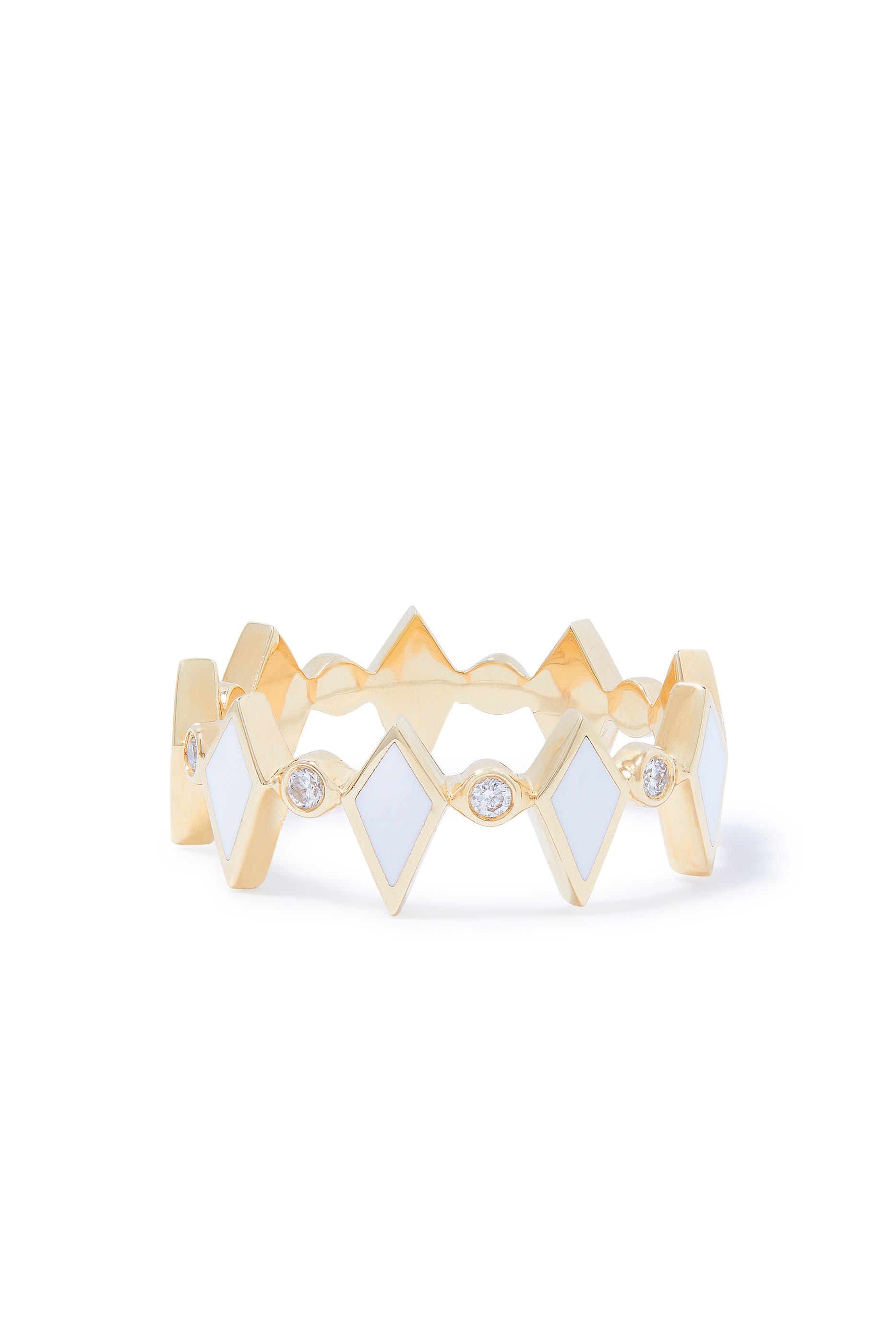 Mosaic White Enamel Ring