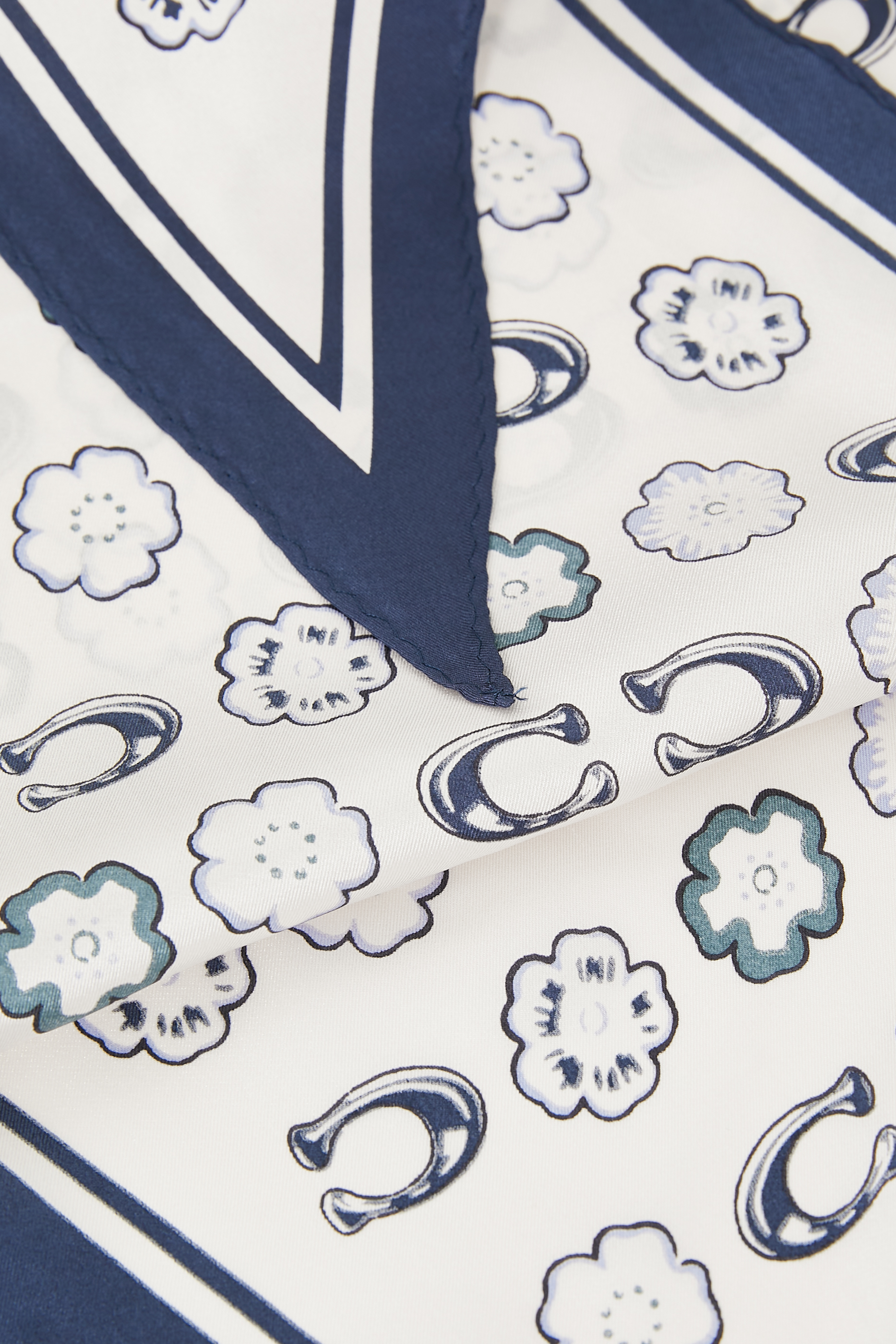 Tea Rose Print Silk Diamond Scarf