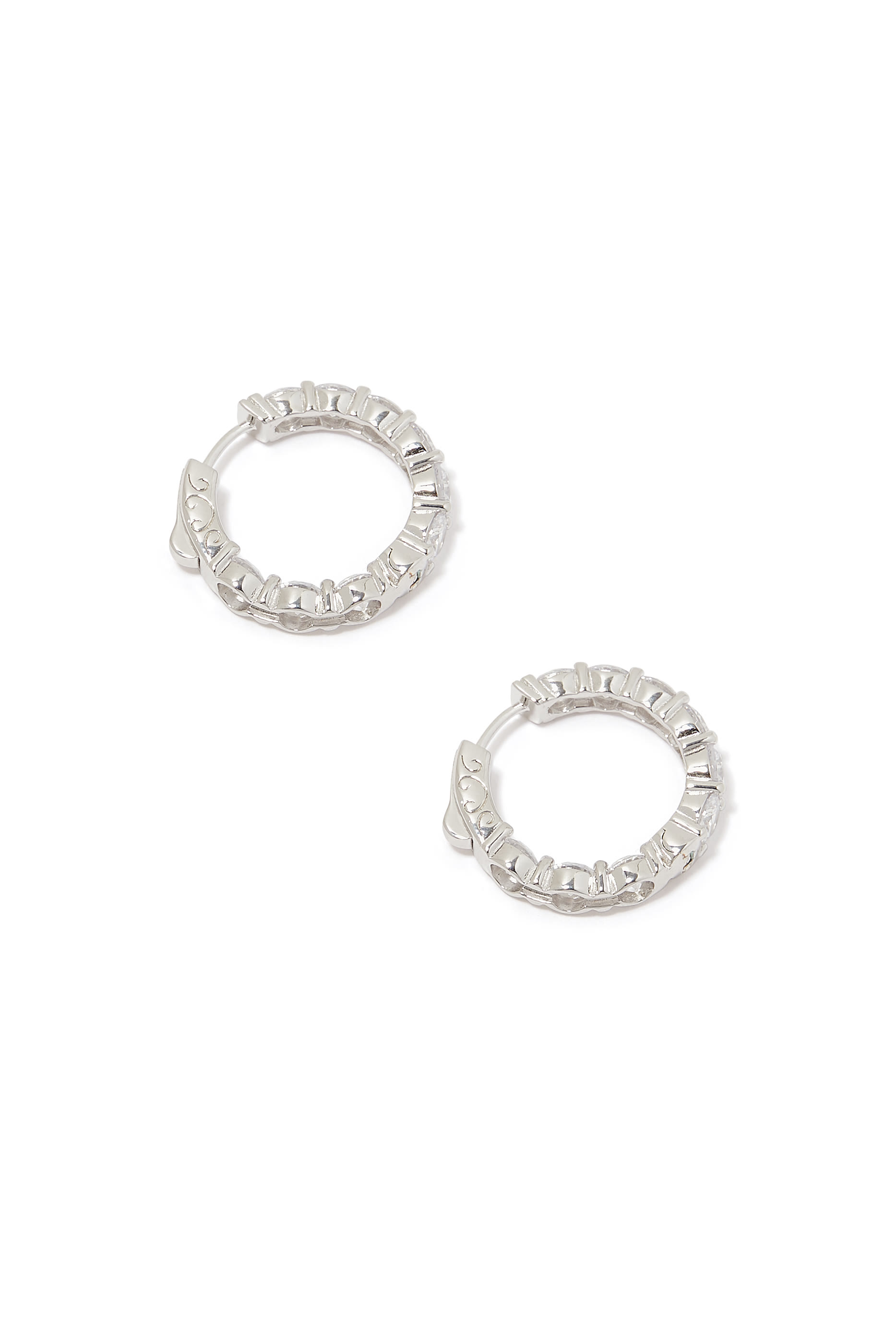Sterling Silver Babe Cubic Zirconia Hoop Earrings