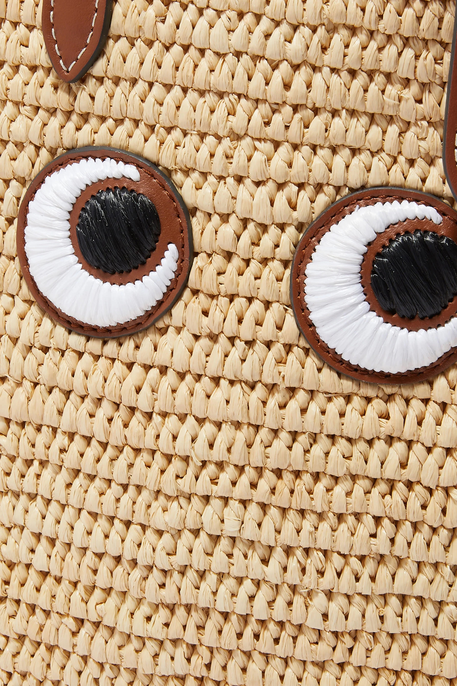 N/S Raffia Eyes Mini Cross-Body Tote Bag