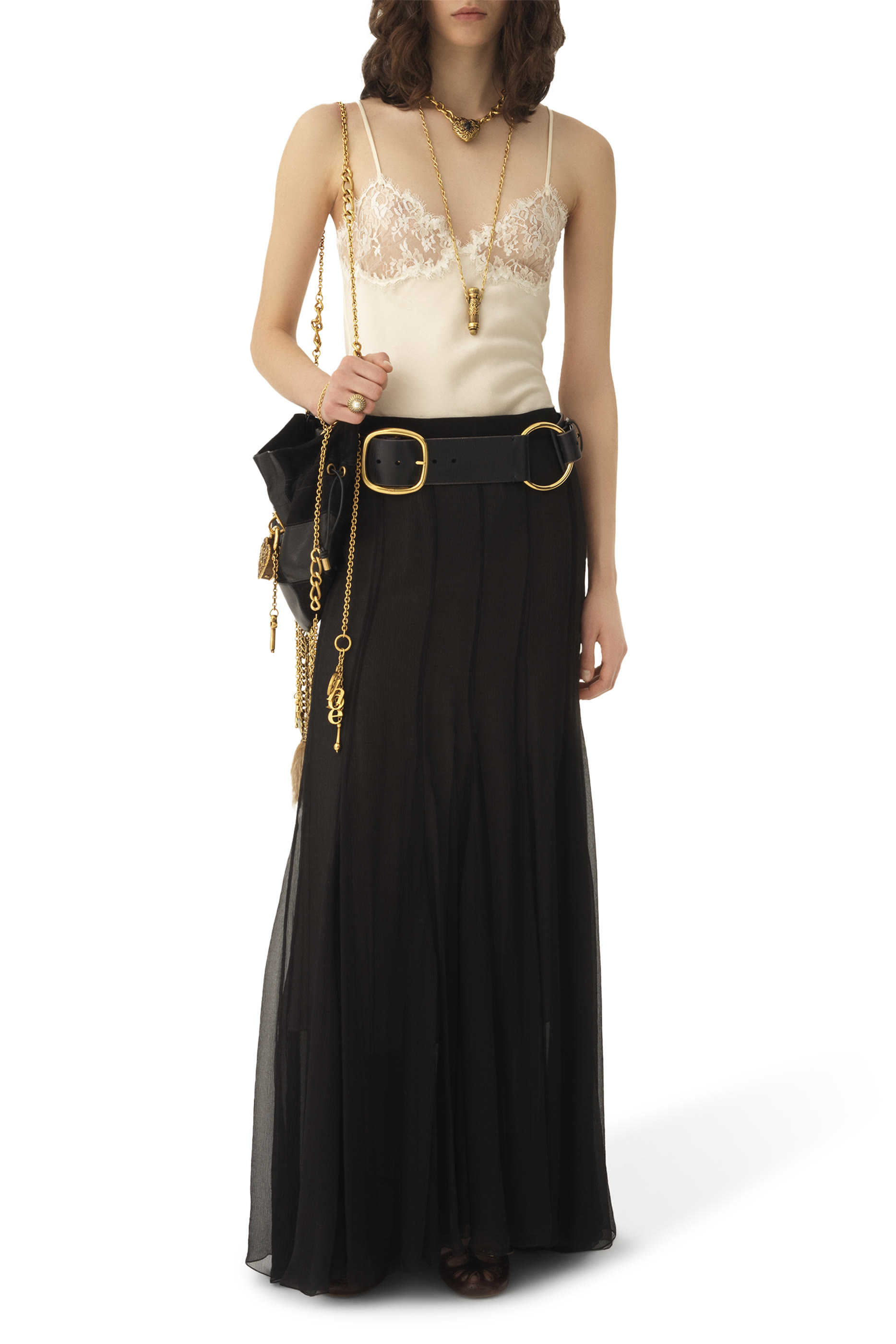 Camisole Top in Washed Silk Satin & Lace