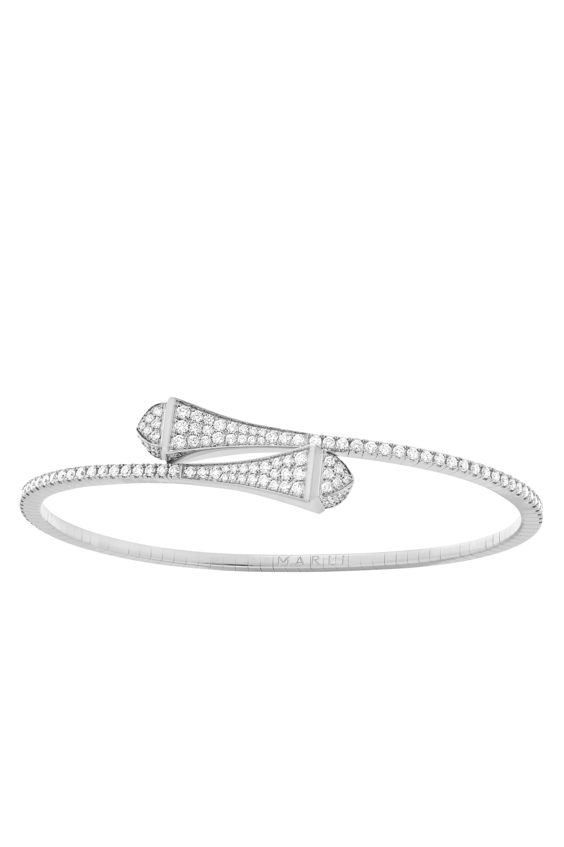 Cleo Midi Bangle, 18k White Gold with Full Diamonds